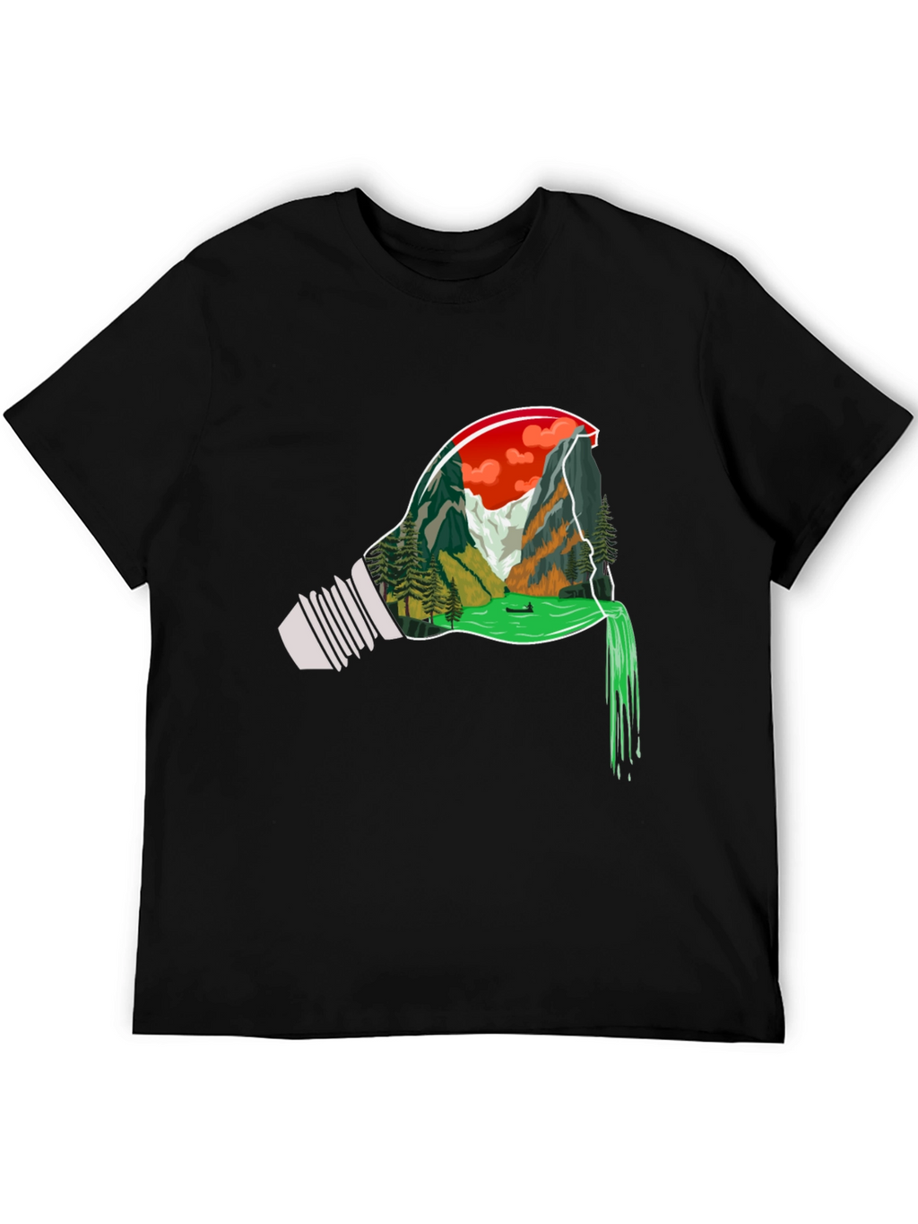 Nature Bulb Graphic Tee - Mens Black T-Shirt