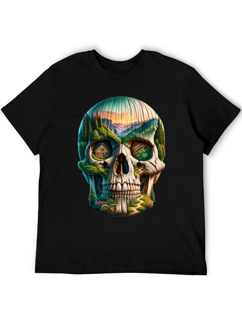 Skull Landscape Graphic Tee - Unique Design