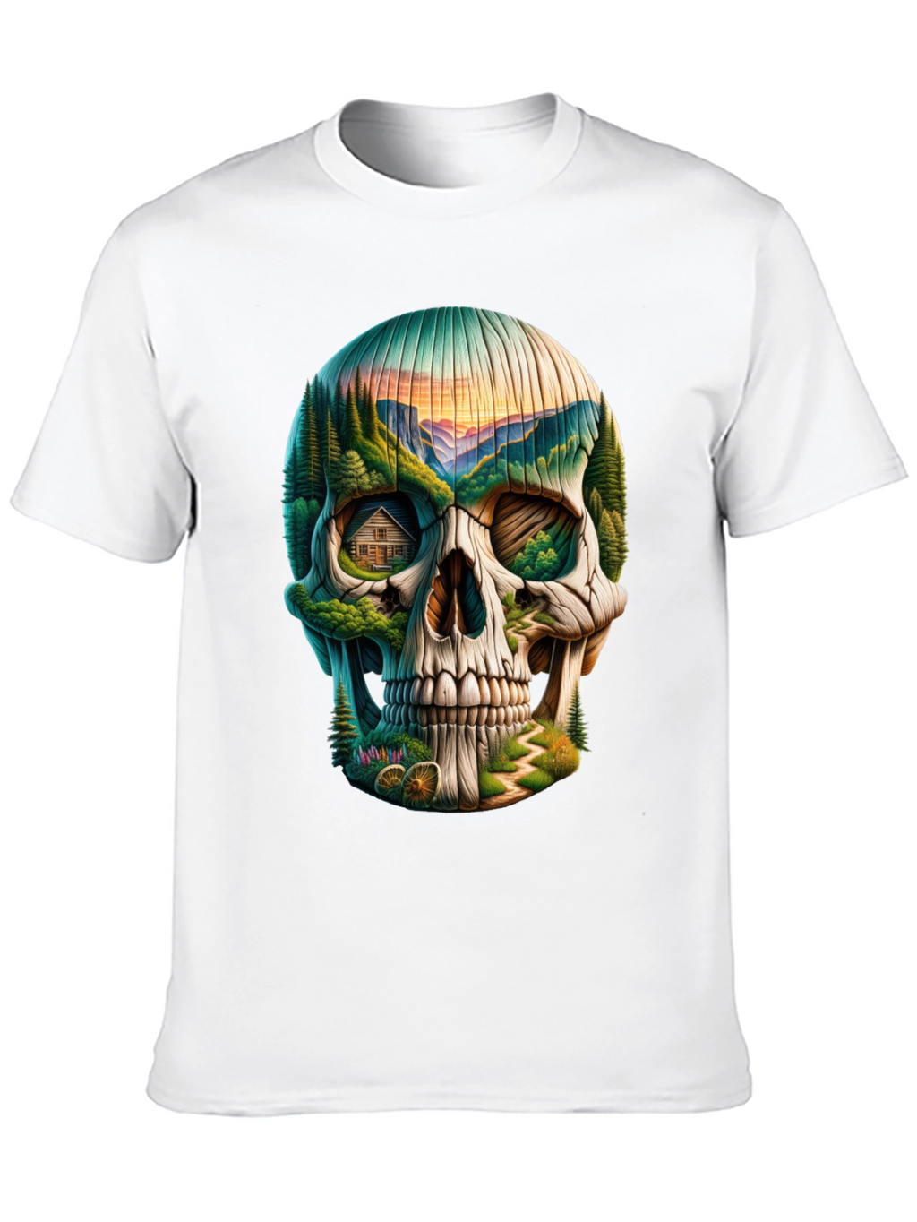 Skull Landscape Graphic Tee - Unique Design