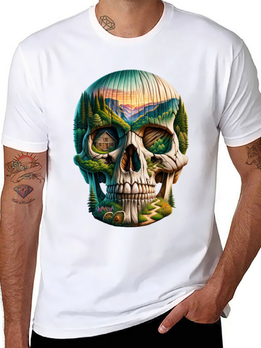 Skull Landscape Graphic Tee - Unique Design