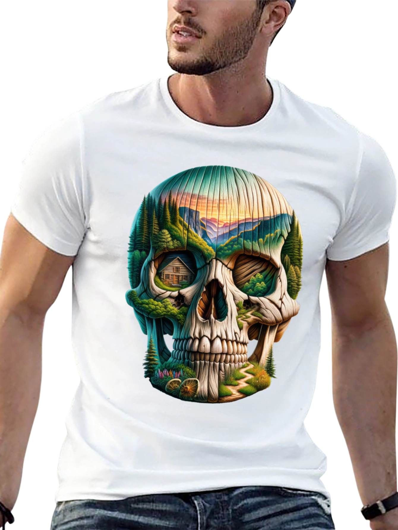 Skull Landscape Graphic Tee - Unique Design