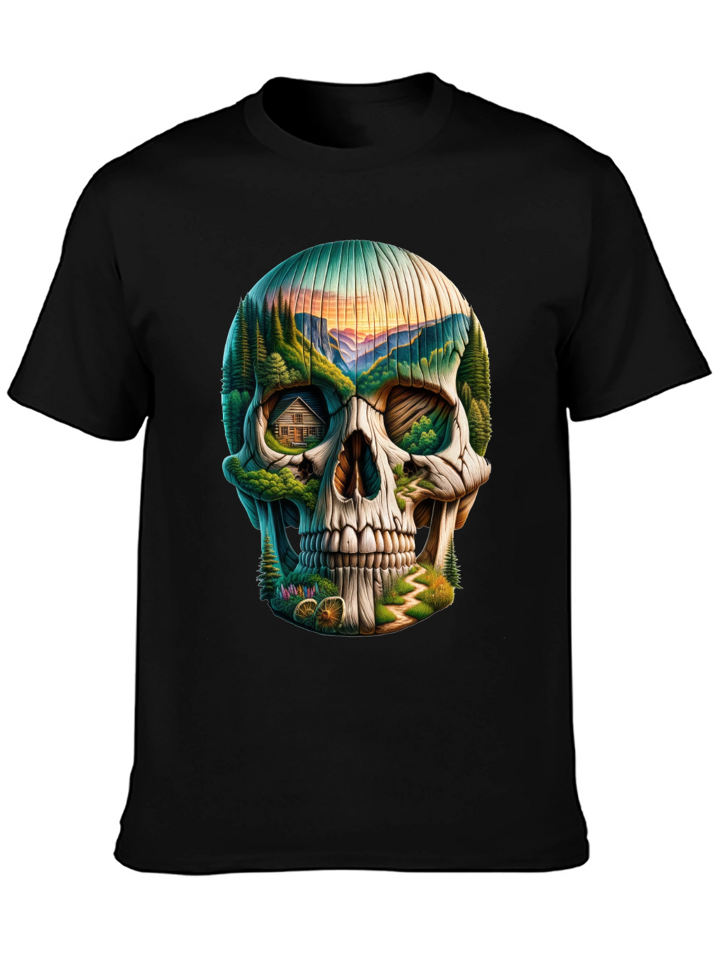 Skull Landscape Graphic Tee - Unique Design