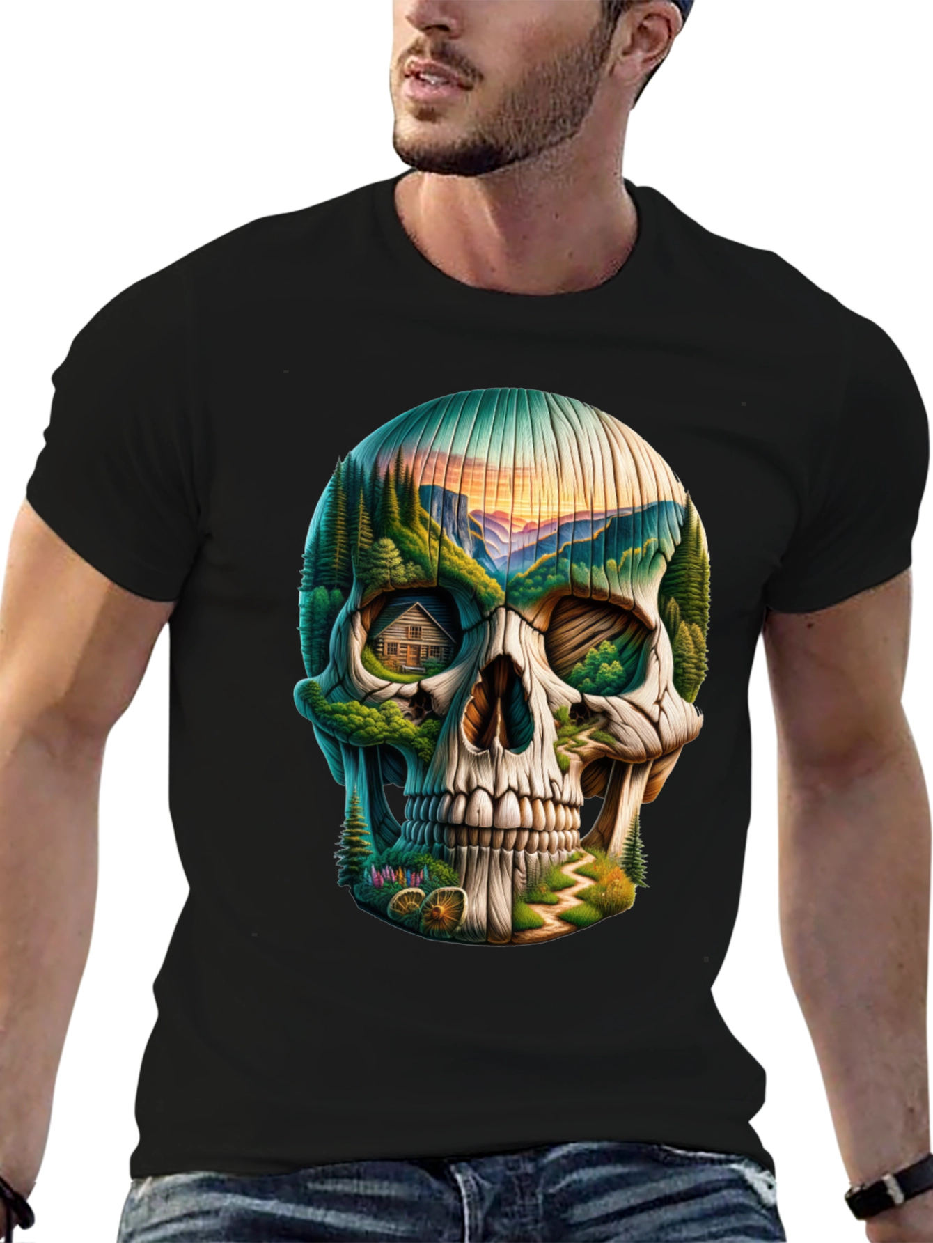 Skull Landscape Graphic Tee - Unique Design