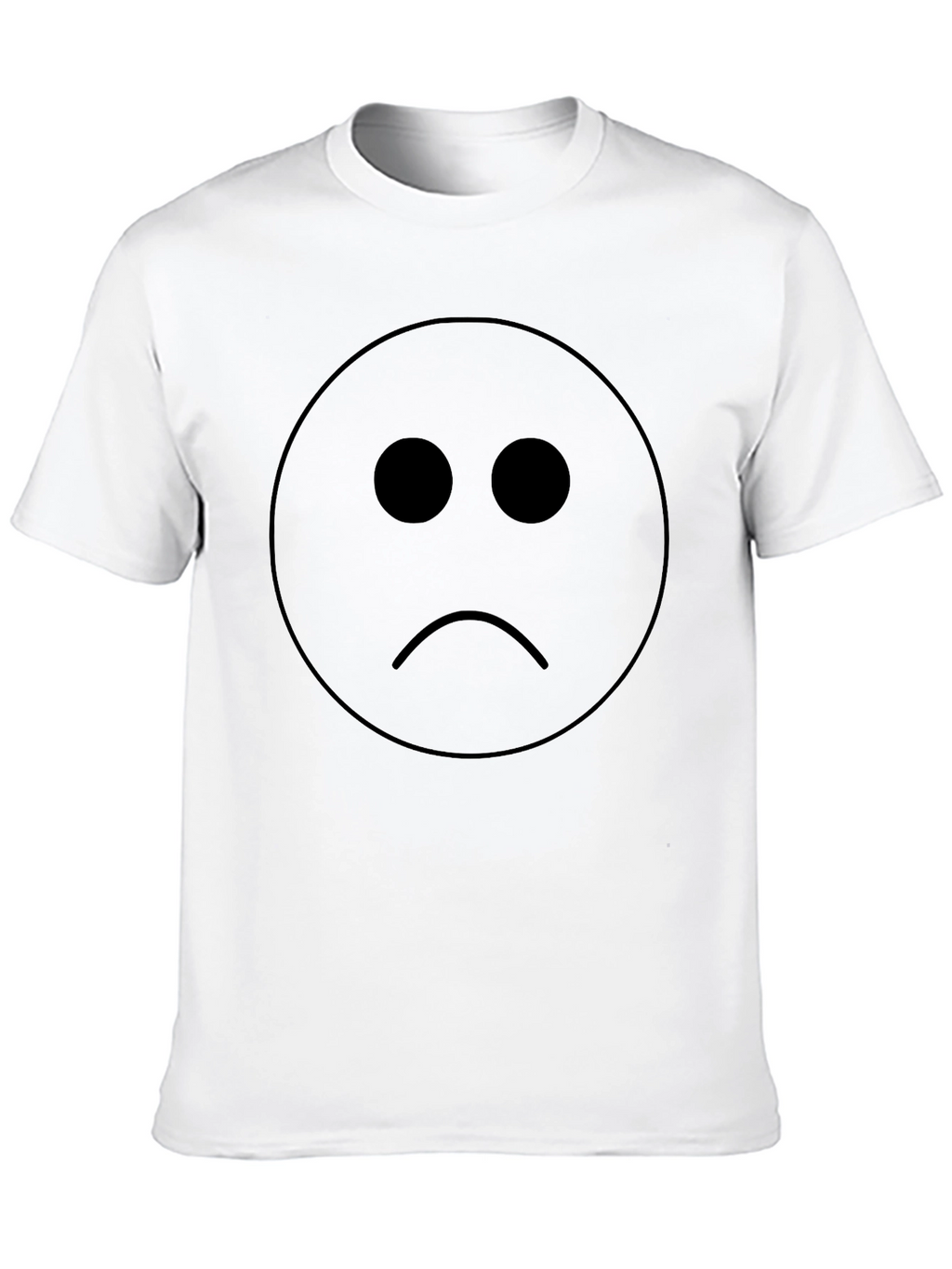 Sad Face Graphic T-Shirt - Black Cotton Blend