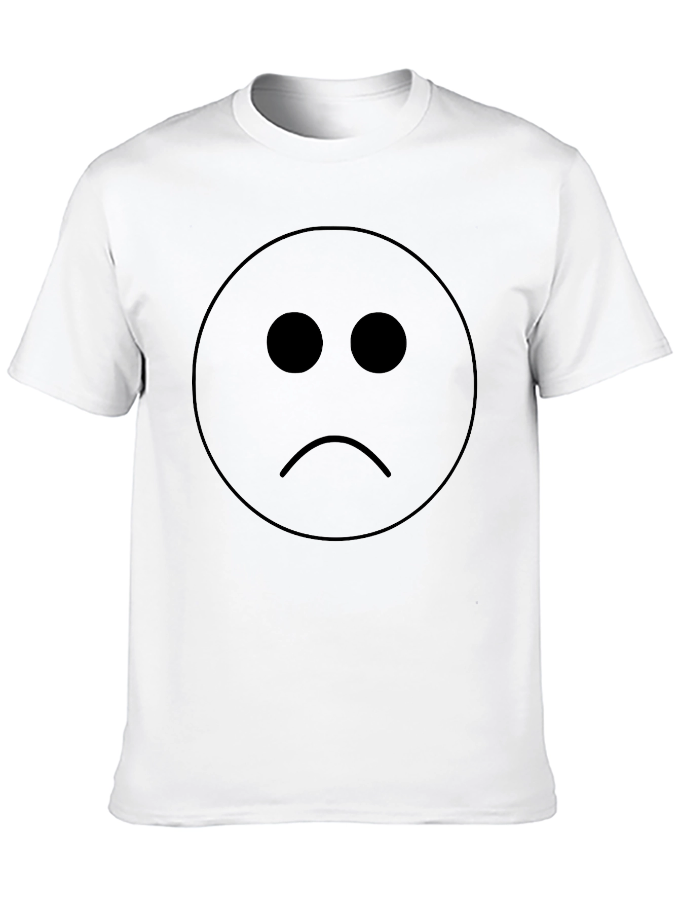 Sad Face Graphic T-Shirt - Black Cotton Blend