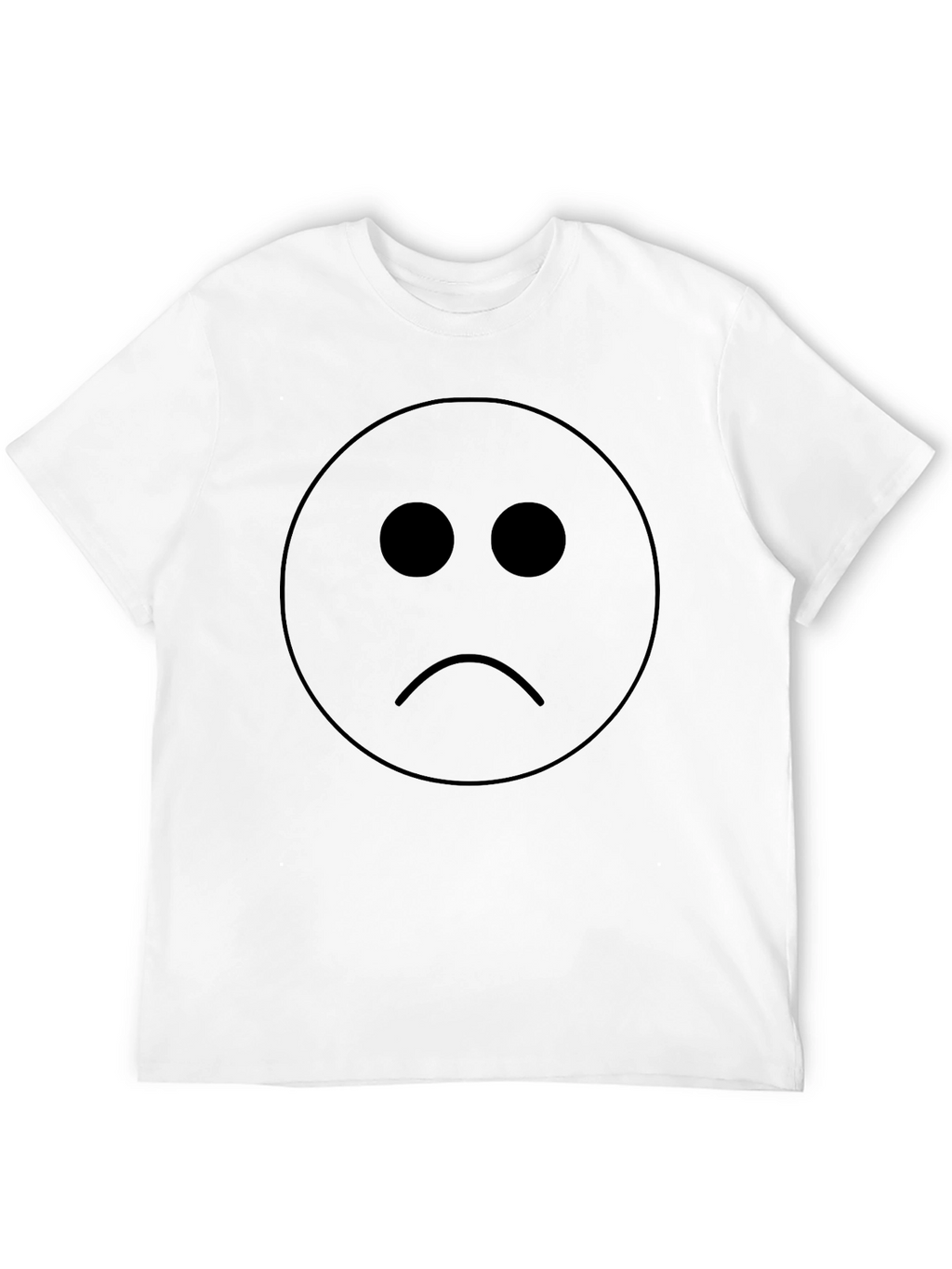 Sad Face Graphic T-Shirt - Black Cotton Blend