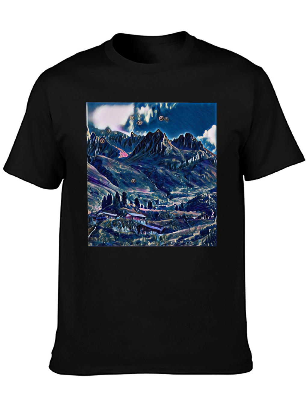 Mountain Landscape Graphic Tee - Black