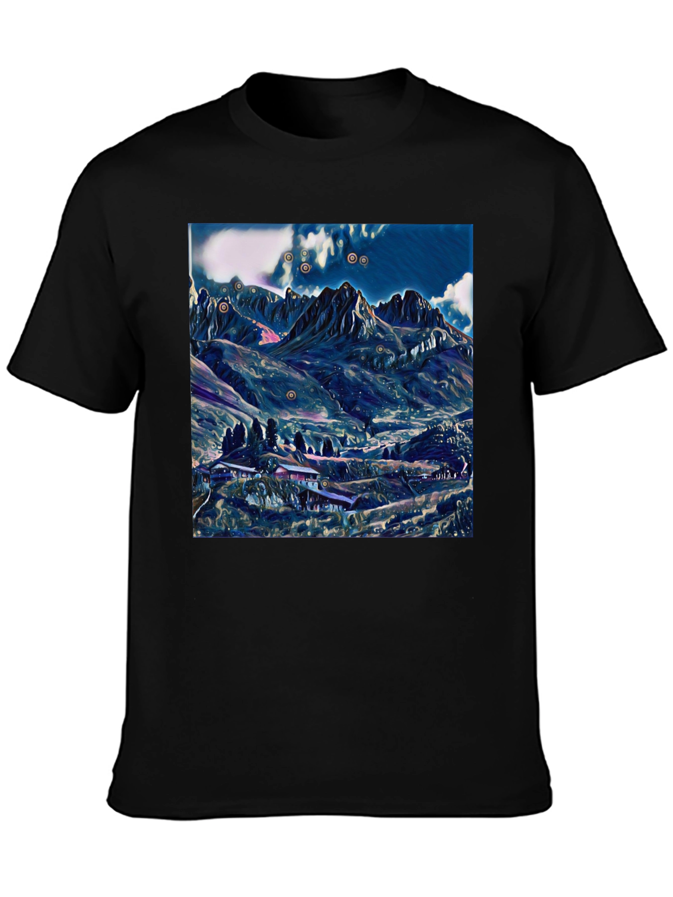 Mountain Landscape Graphic Tee - Black