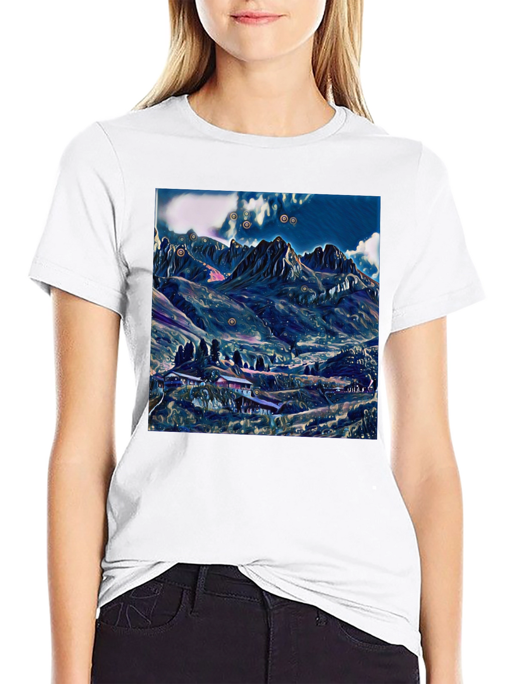 Mountain Landscape Graphic Tee - Black