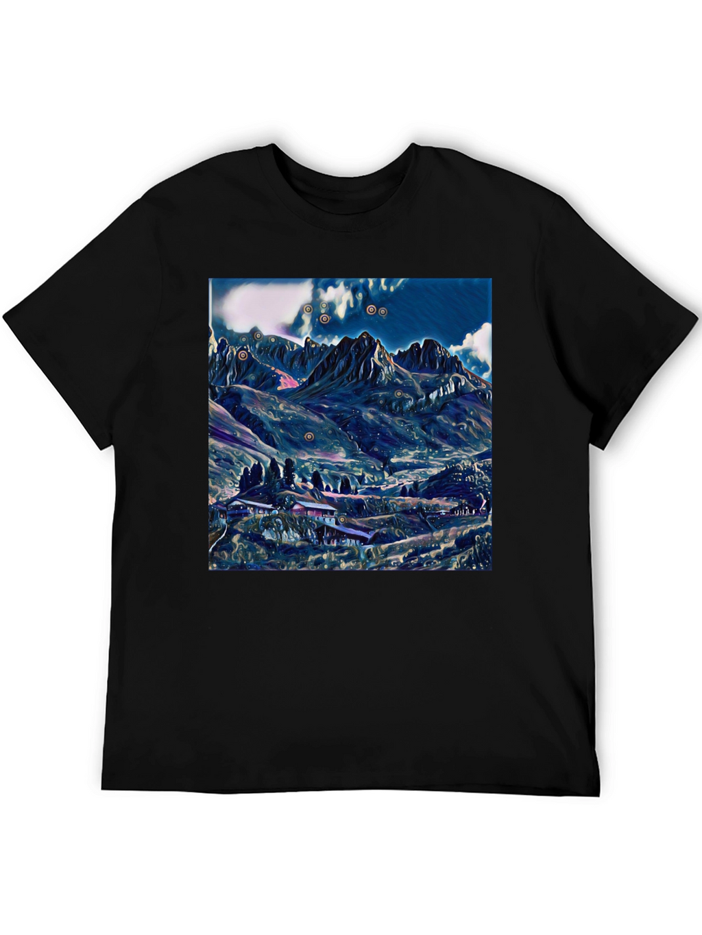Mountain Landscape Graphic Tee - Black