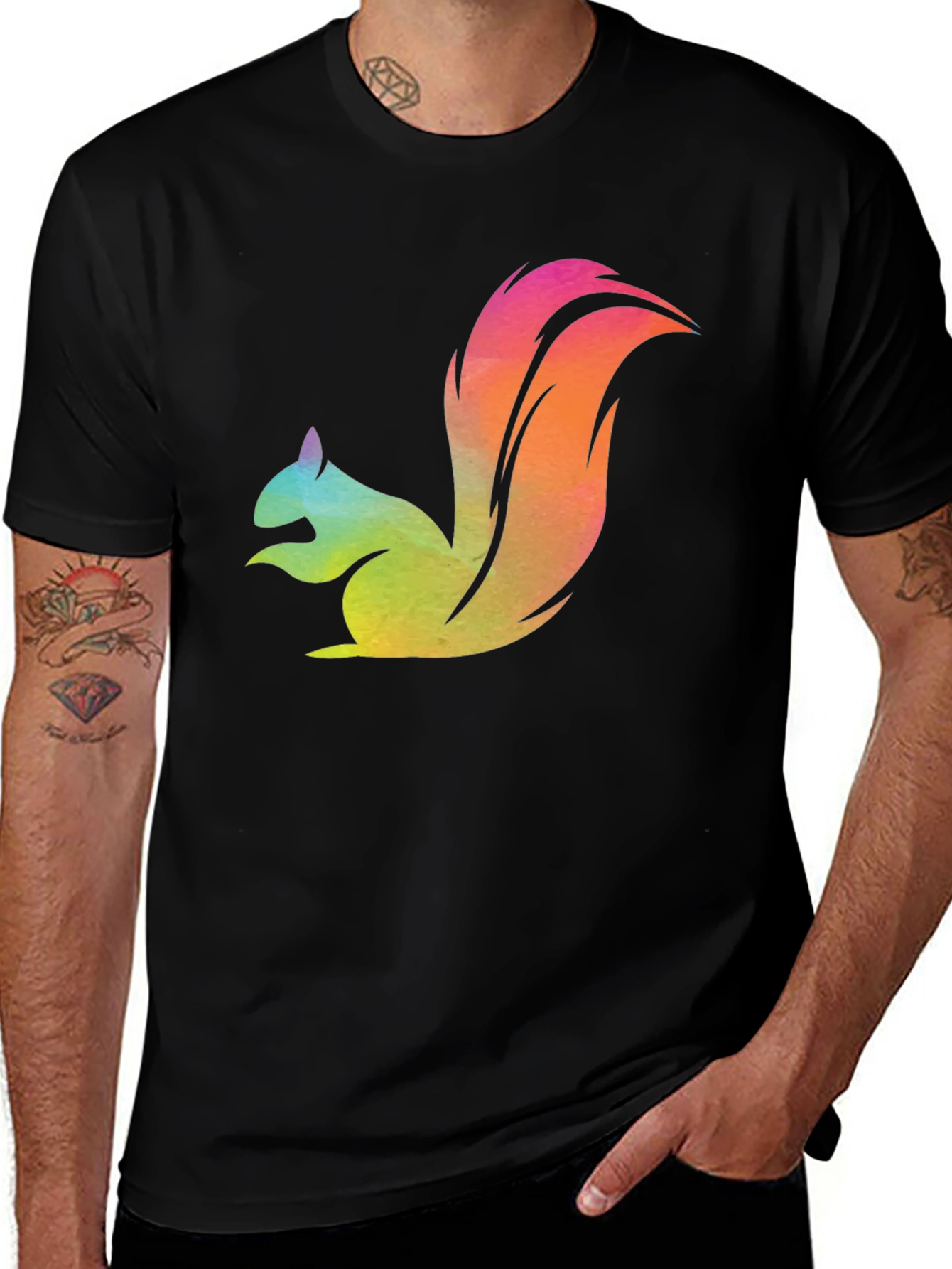 Colorful Squirrel Graphic T-Shirt