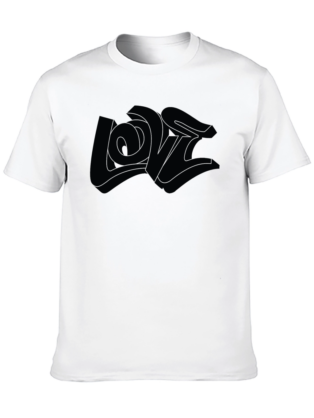 Monochrome Graphic Tee - 3D Love Design