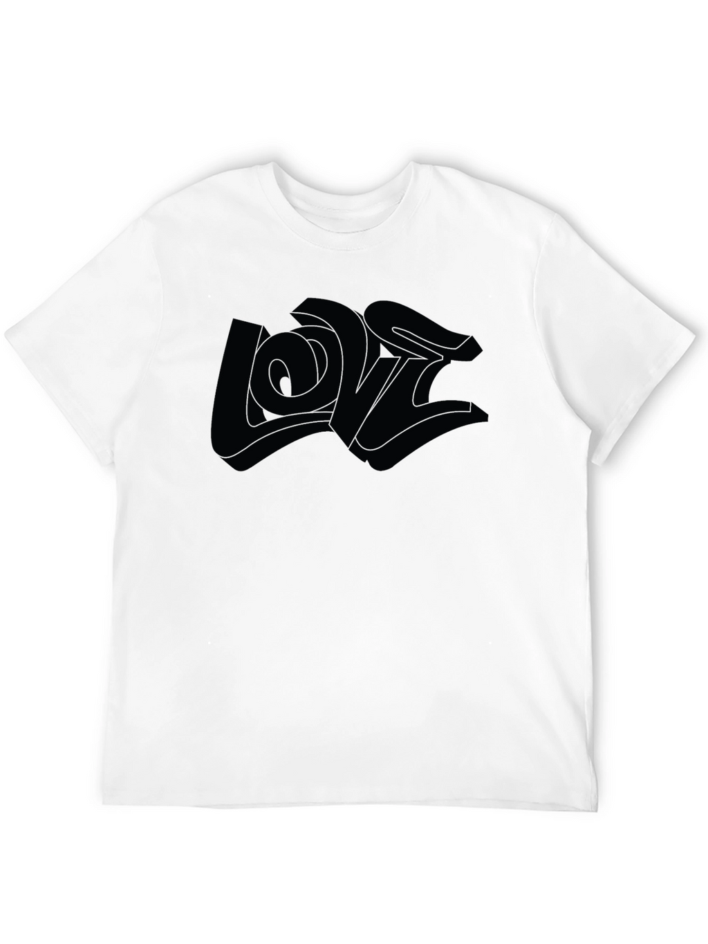 Monochrome Graphic Tee - 3D Love Design