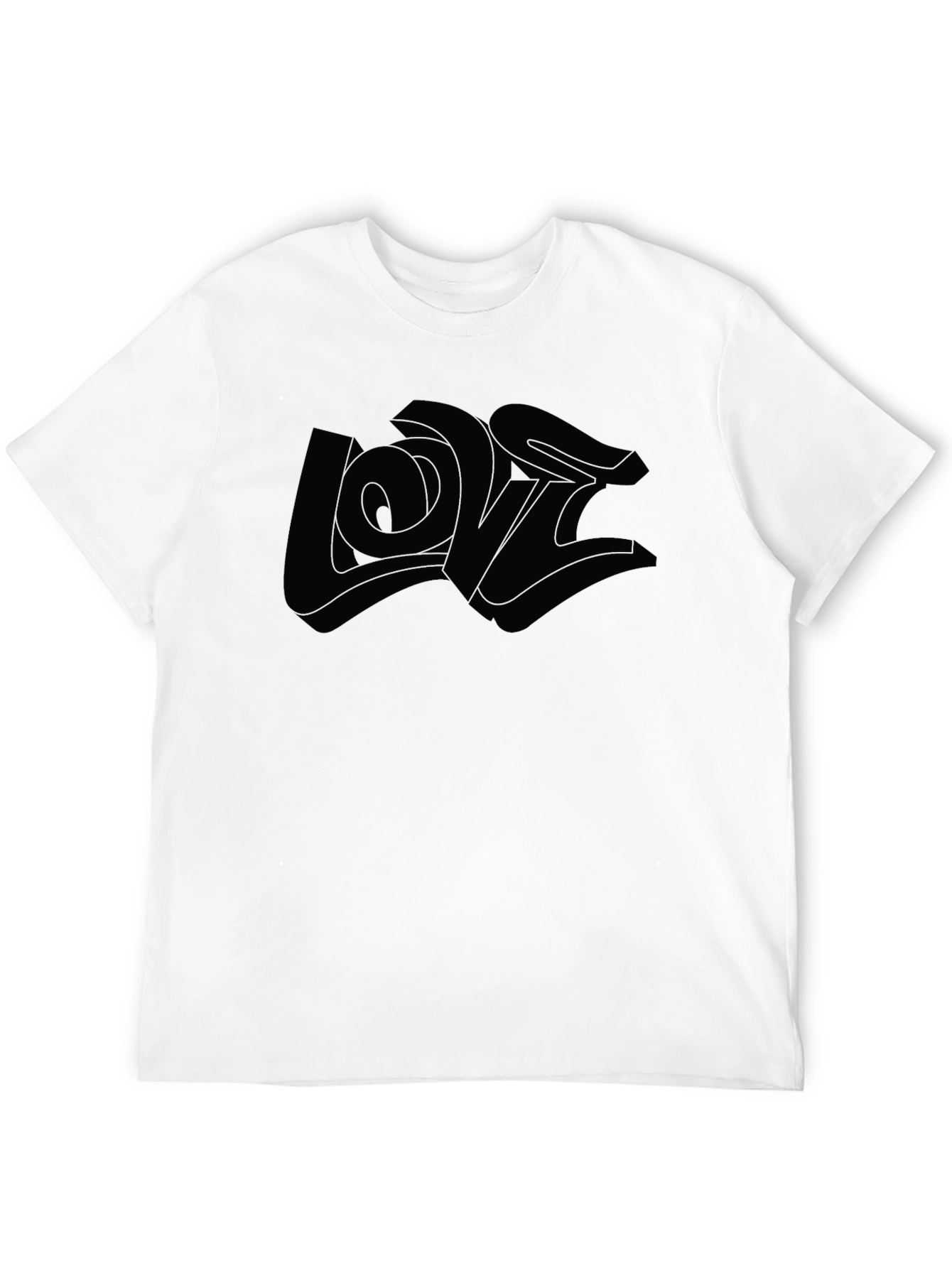 Monochrome Graphic Tee - 3D Love Design