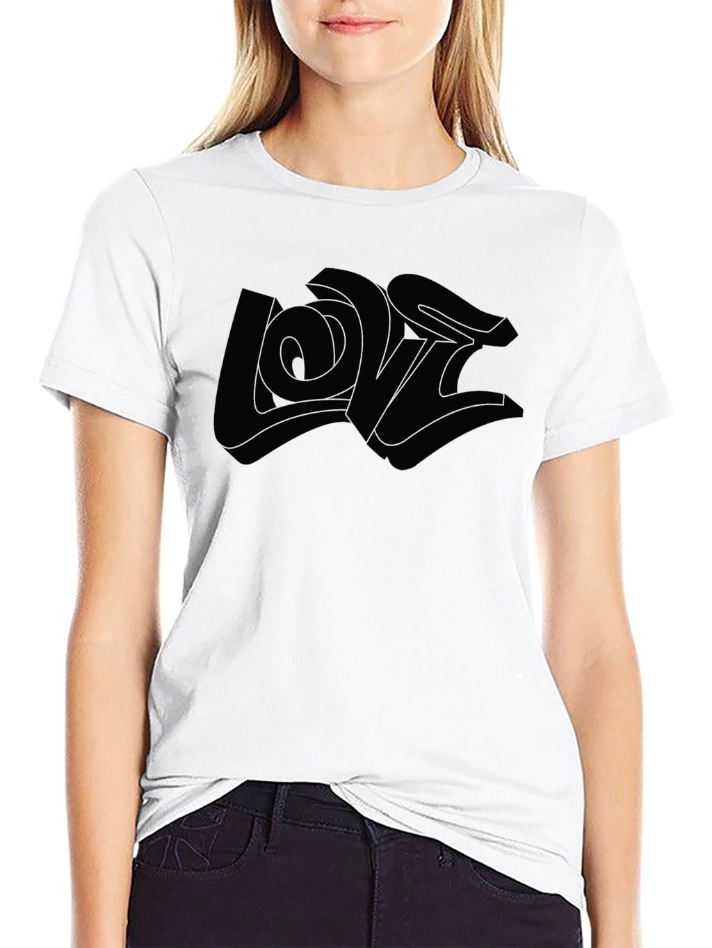 Monochrome Graphic Tee - 3D Love Design