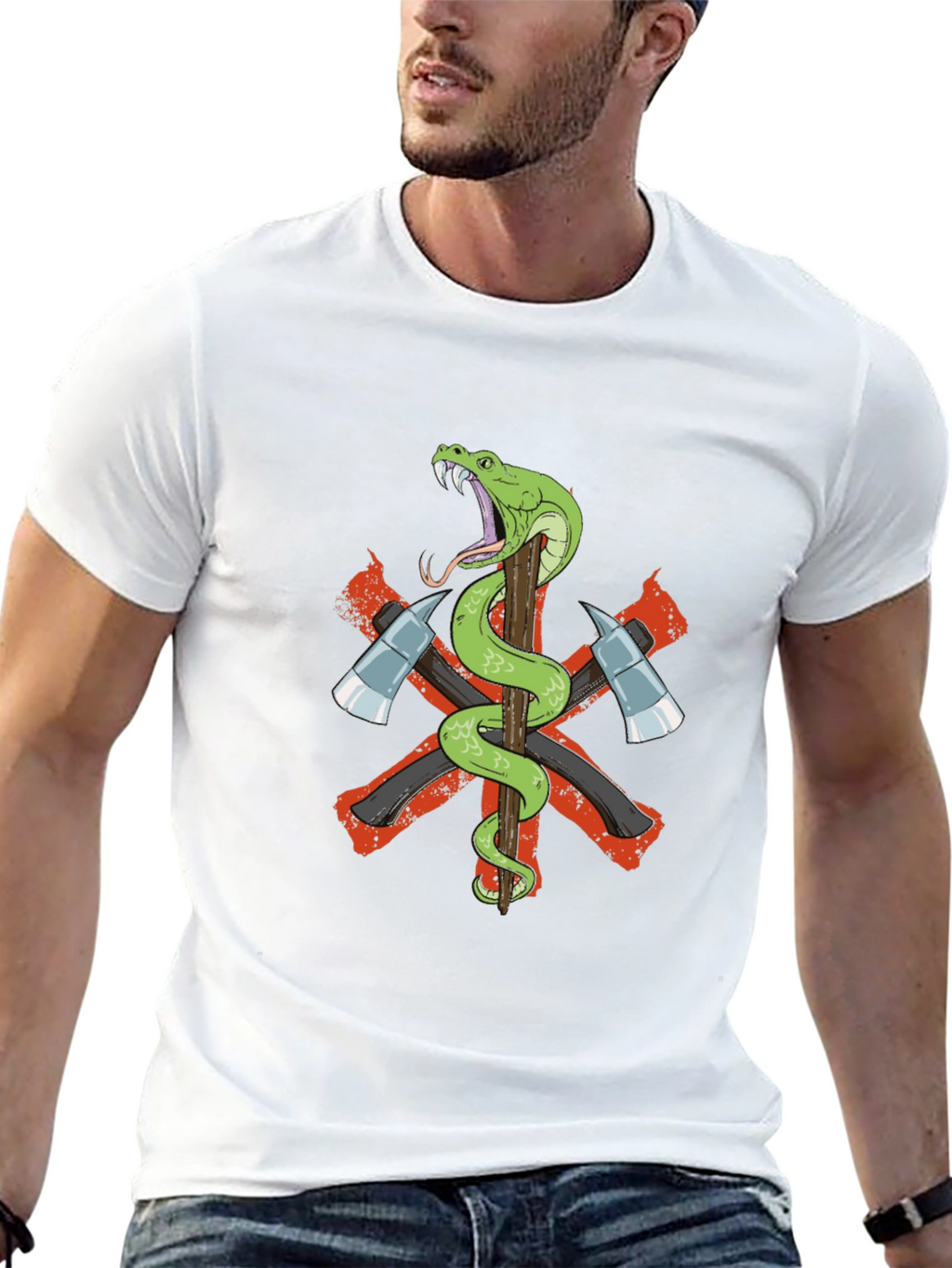 Snake & Axes Graphic T-Shirt - Bold Design!