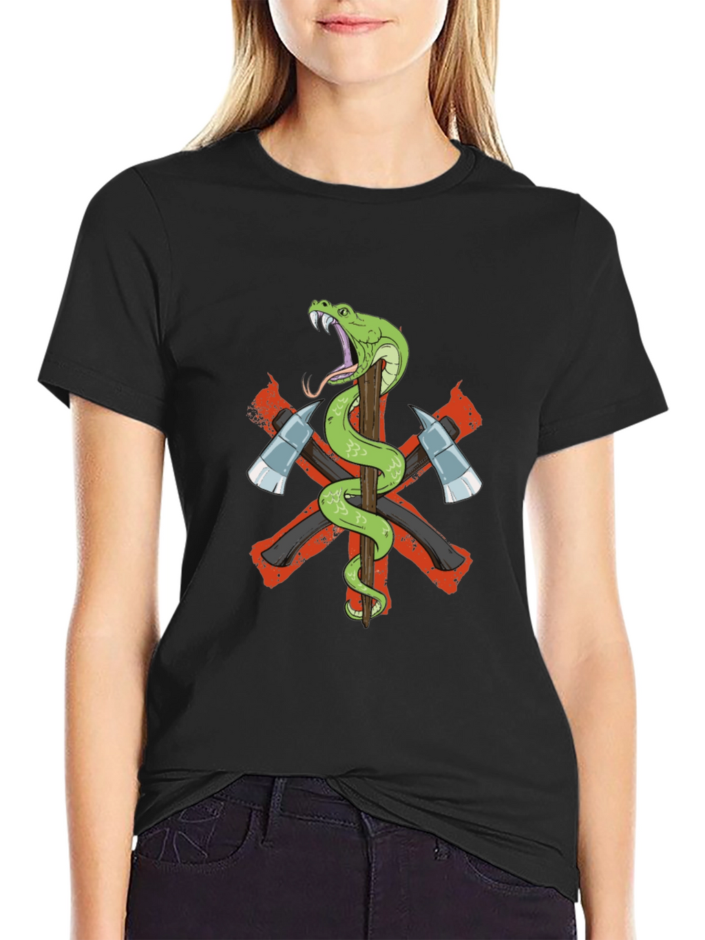 Snake & Axes Graphic T-Shirt - Bold Design!