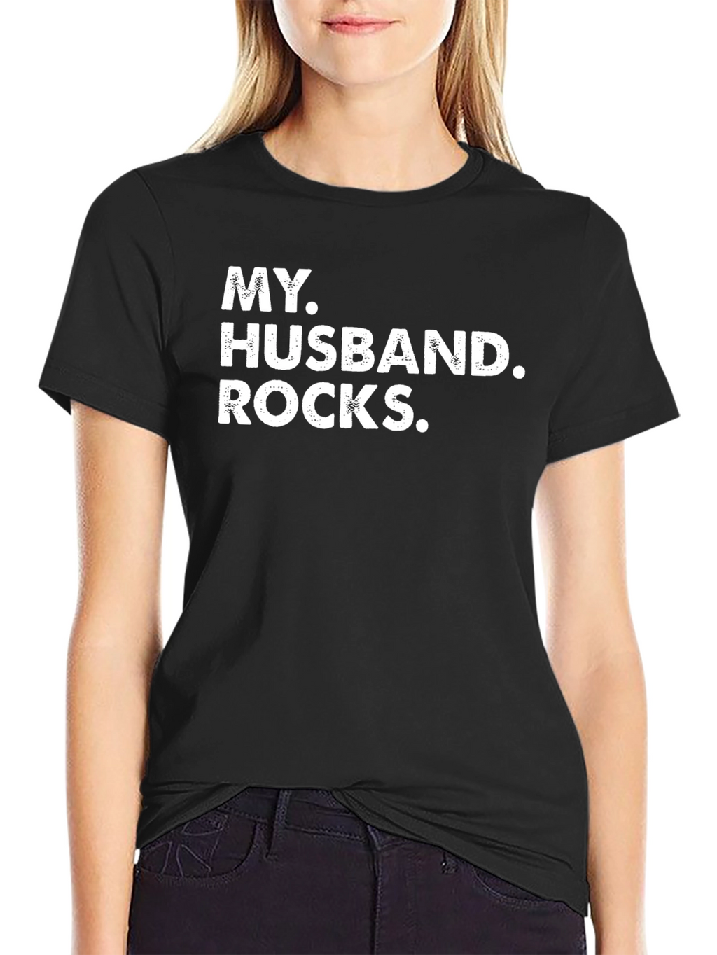 My Husband Rocks Black Cotton Graphic Tee