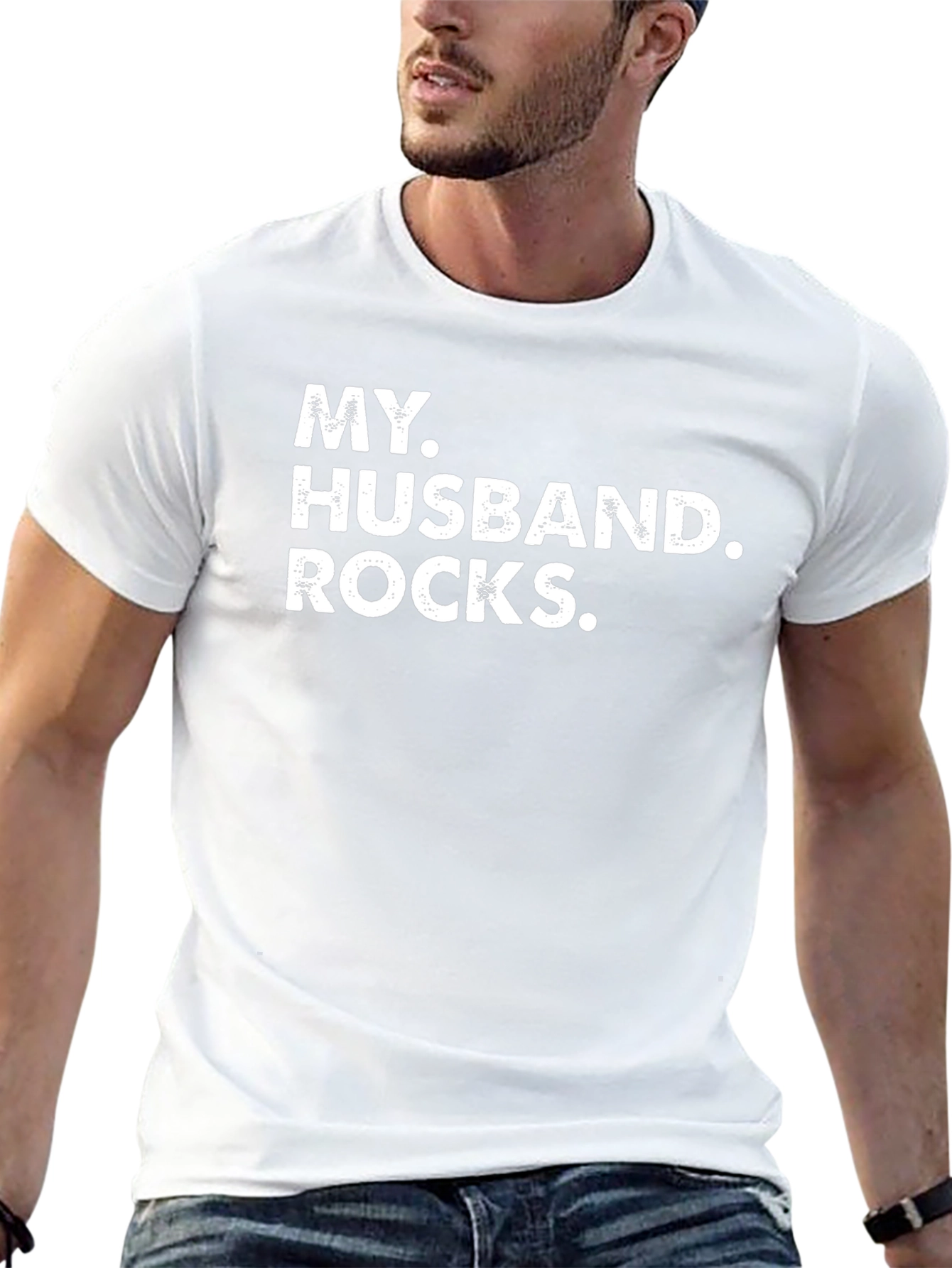 My Husband Rocks Black Cotton Graphic Tee