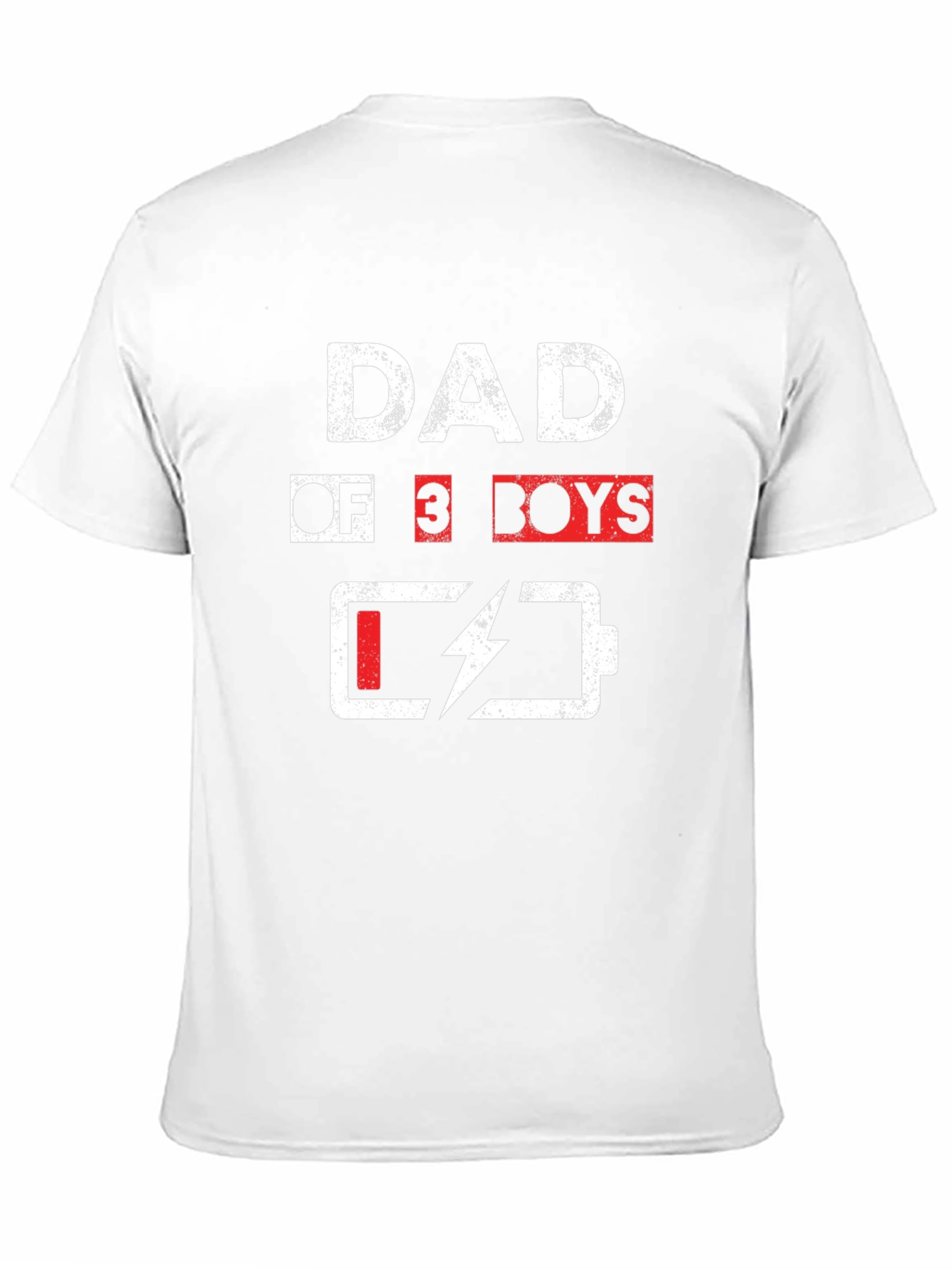 Dad of 3 Boys T-Shirt - Low Battery Funny Fathers Day Tee