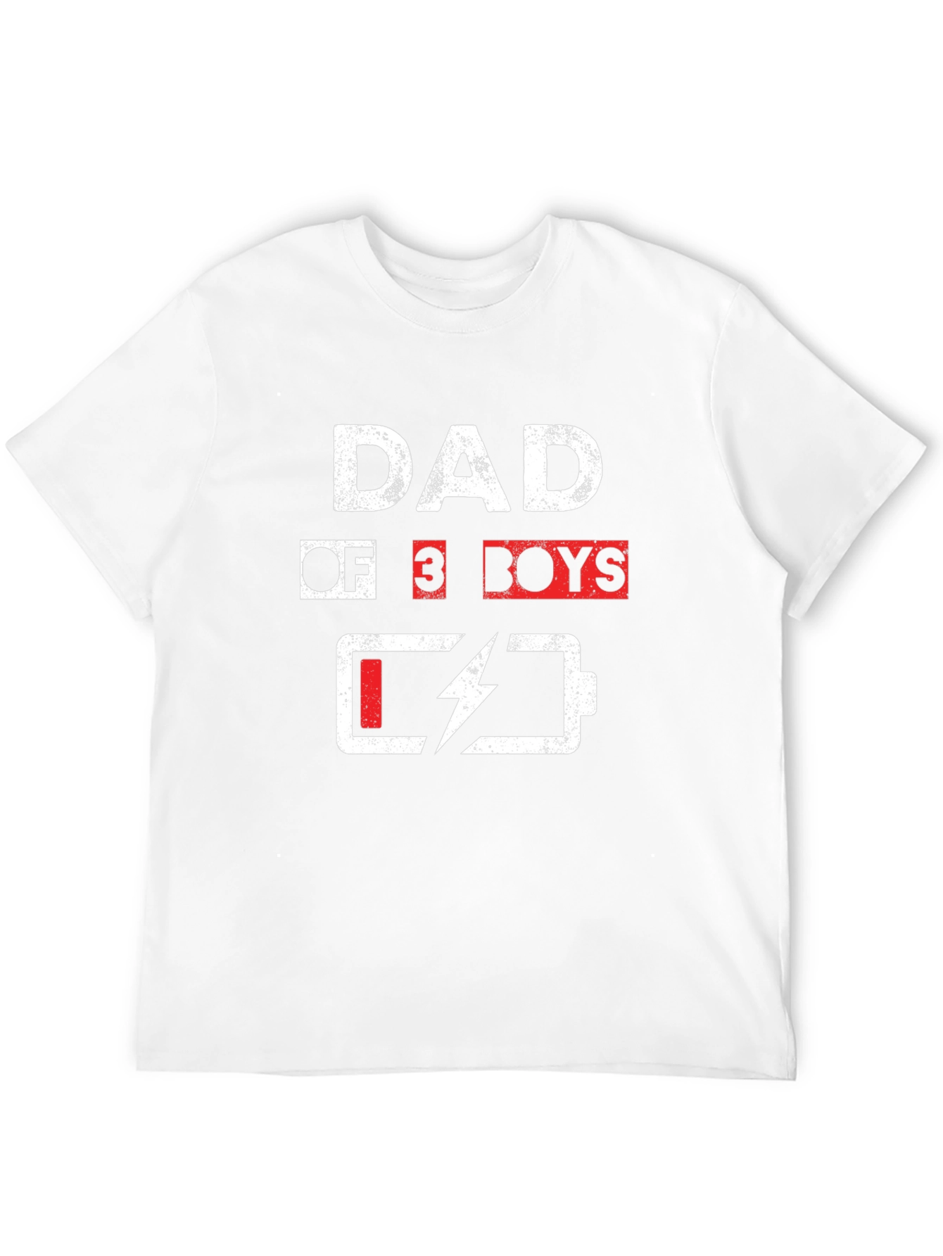 Dad of 3 Boys T-Shirt - Low Battery Funny Fathers Day Tee