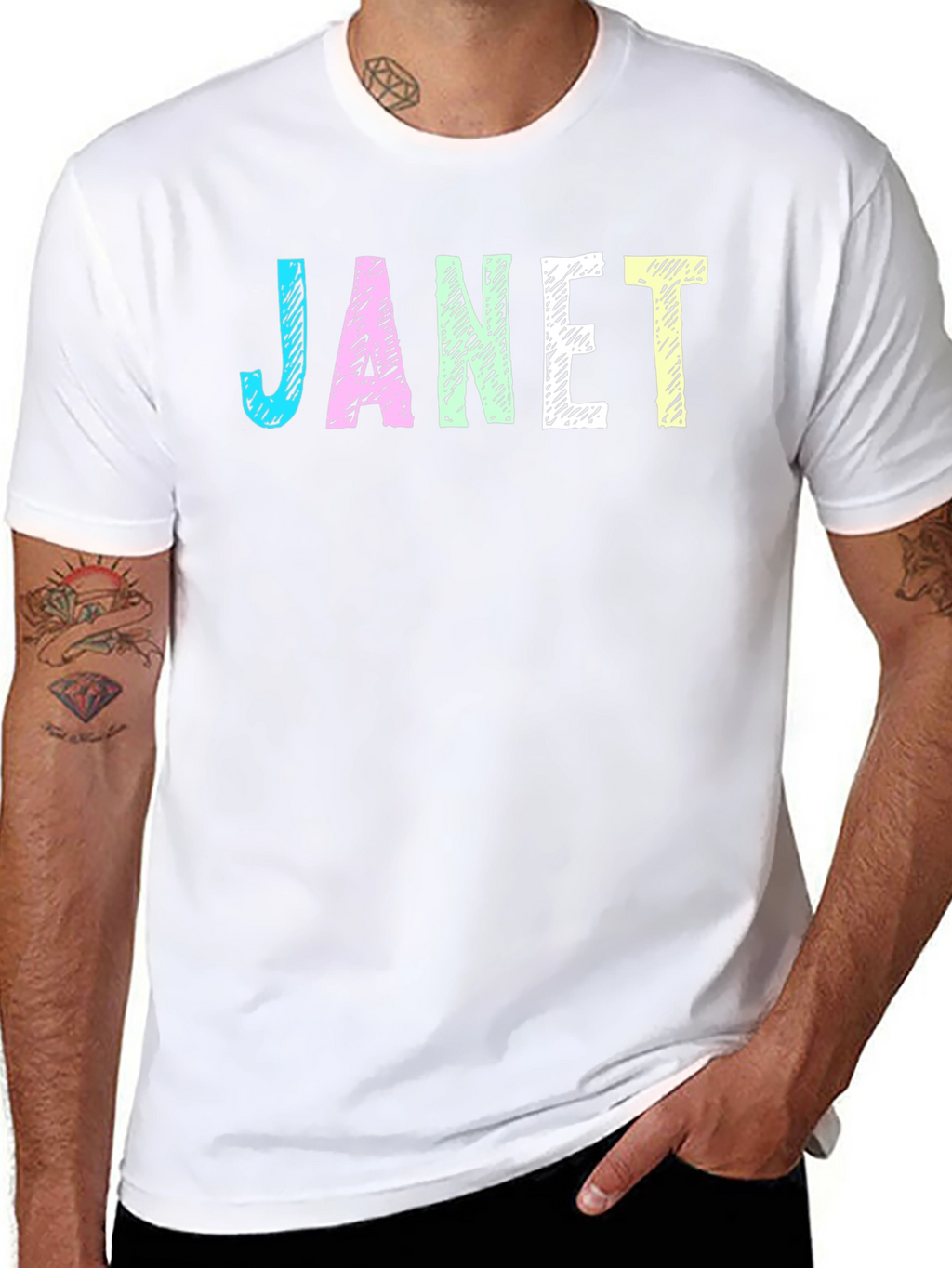 Janet Graphic T-Shirt - Black Crew Neck Tee