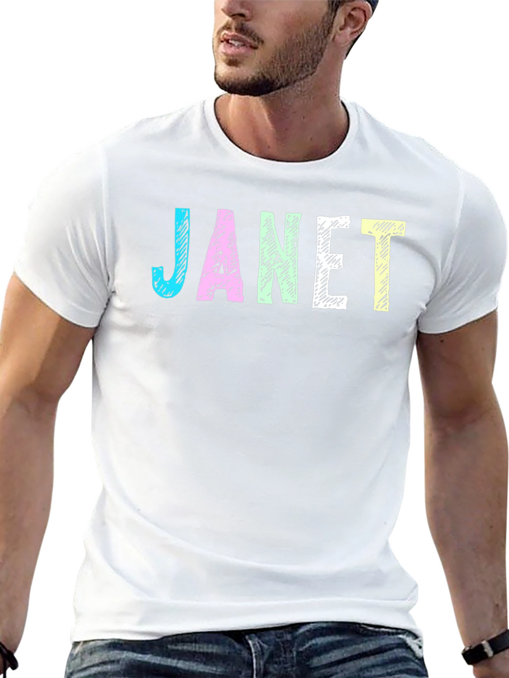 Janet Graphic T-Shirt - Black Crew Neck Tee