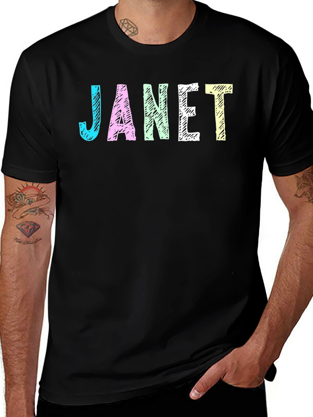Janet Graphic T-Shirt - Black Crew Neck Tee