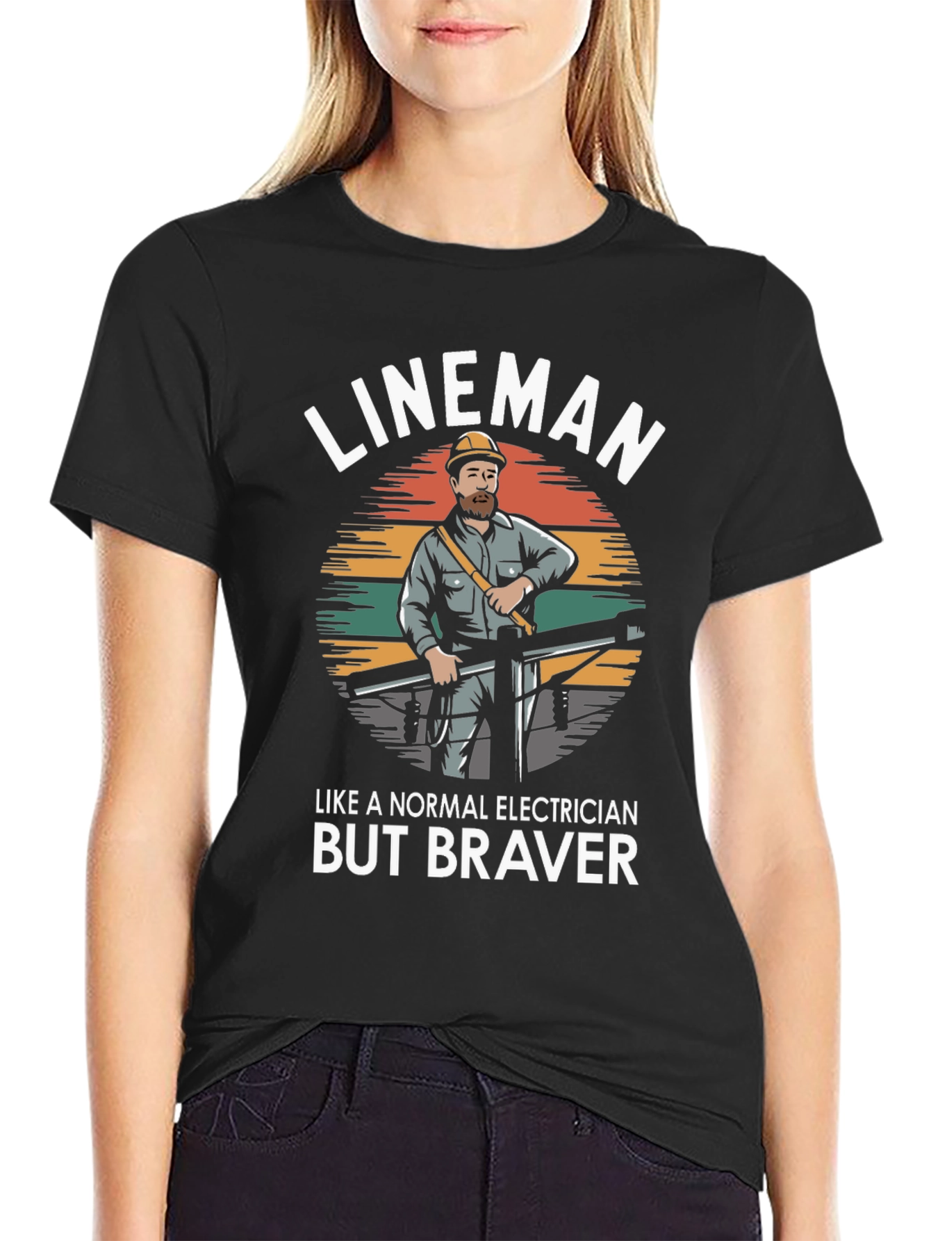 Lineman - Like a Normal Electrician But Braver T-Shirt