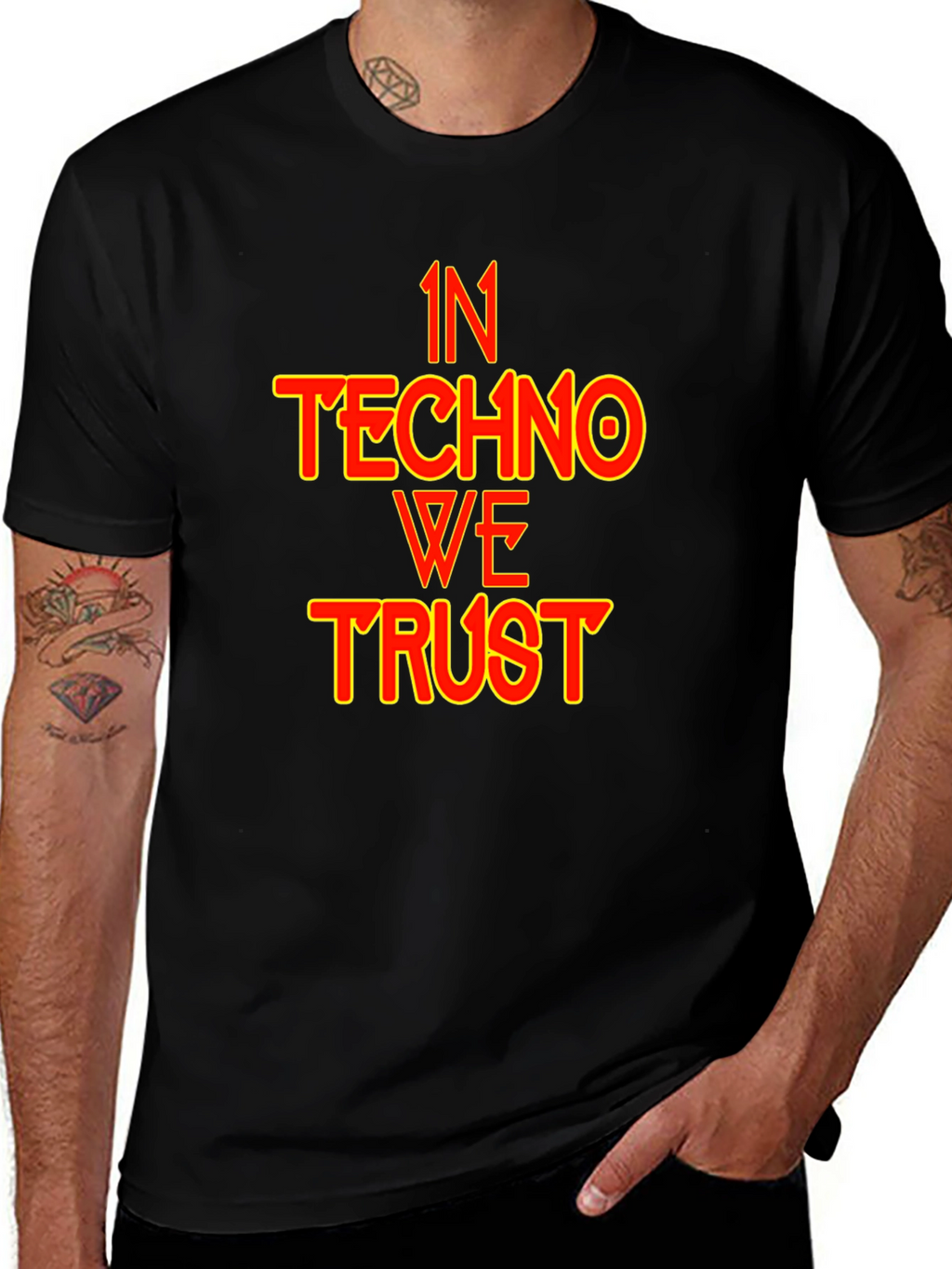 In Techno We Trust Black T-Shirt
