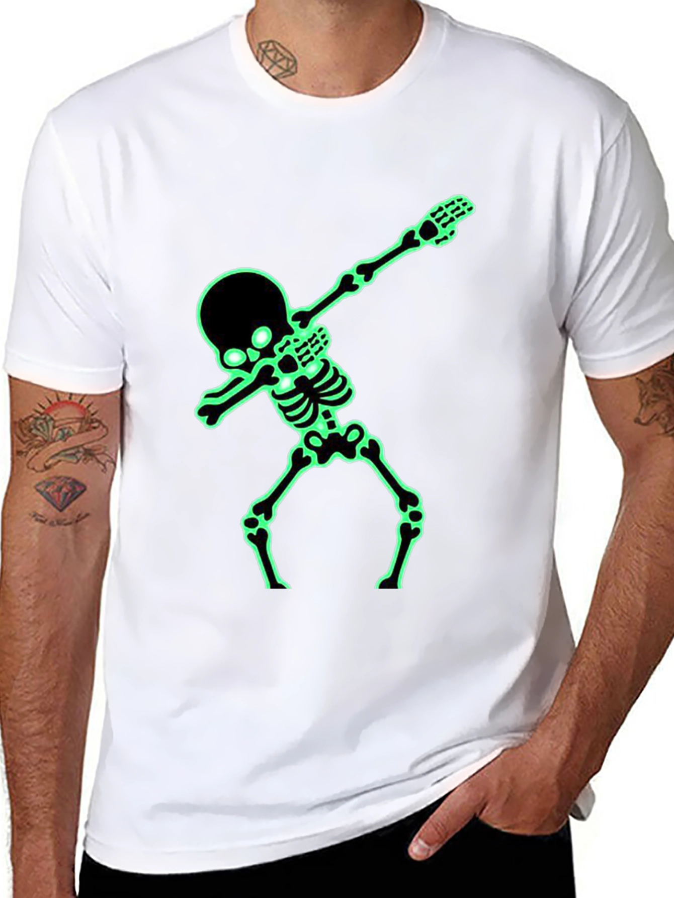 Glow-in-Dark Skeleton Dab Graphic Tee