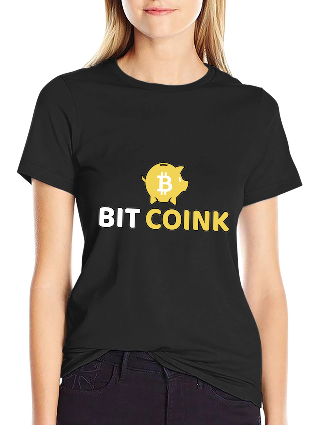 Bit Coink Black T-Shirt - Crypto Piggy Bank Design