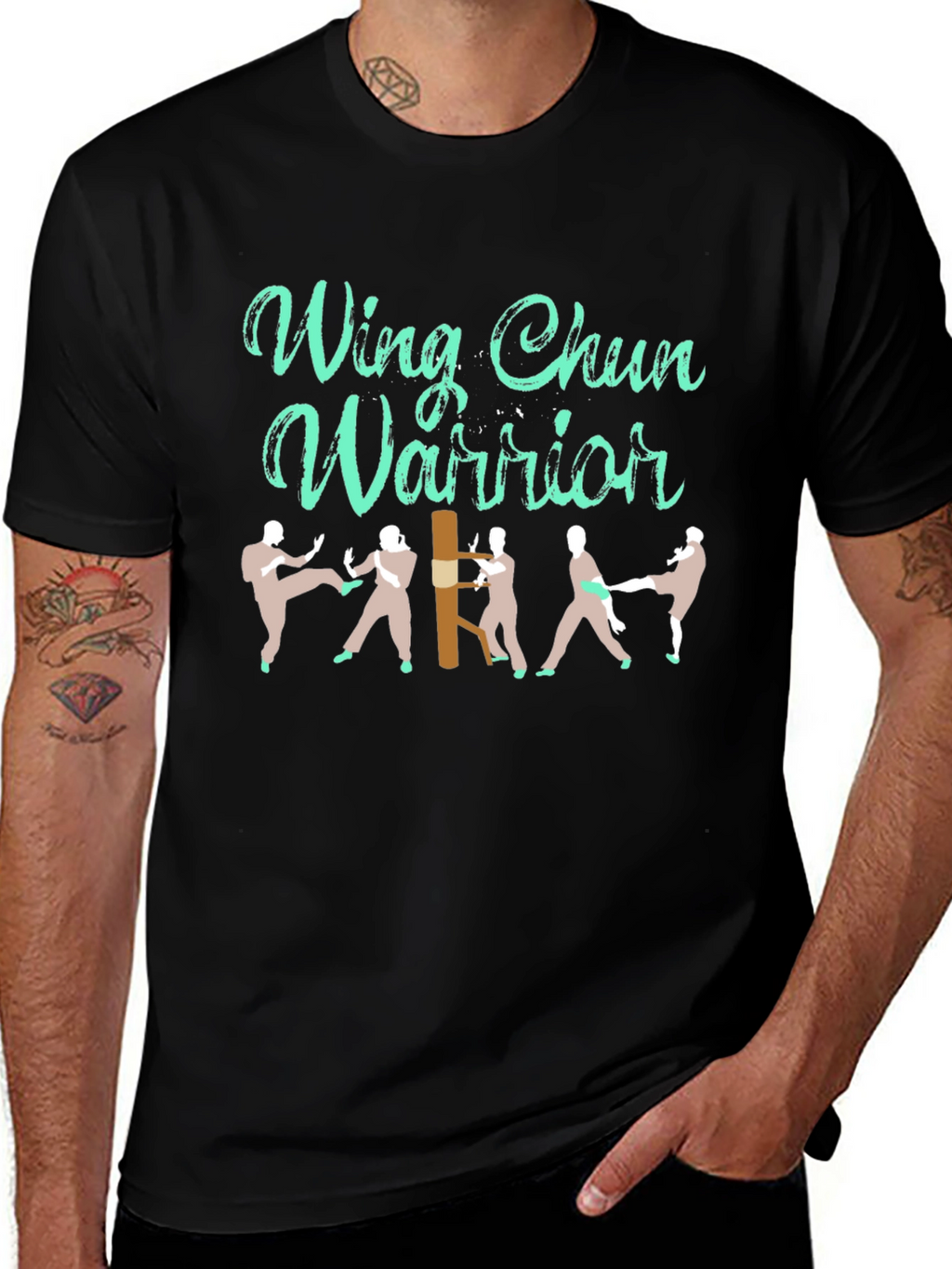 Wing Chun Warrior Black Graphic T-Shirt