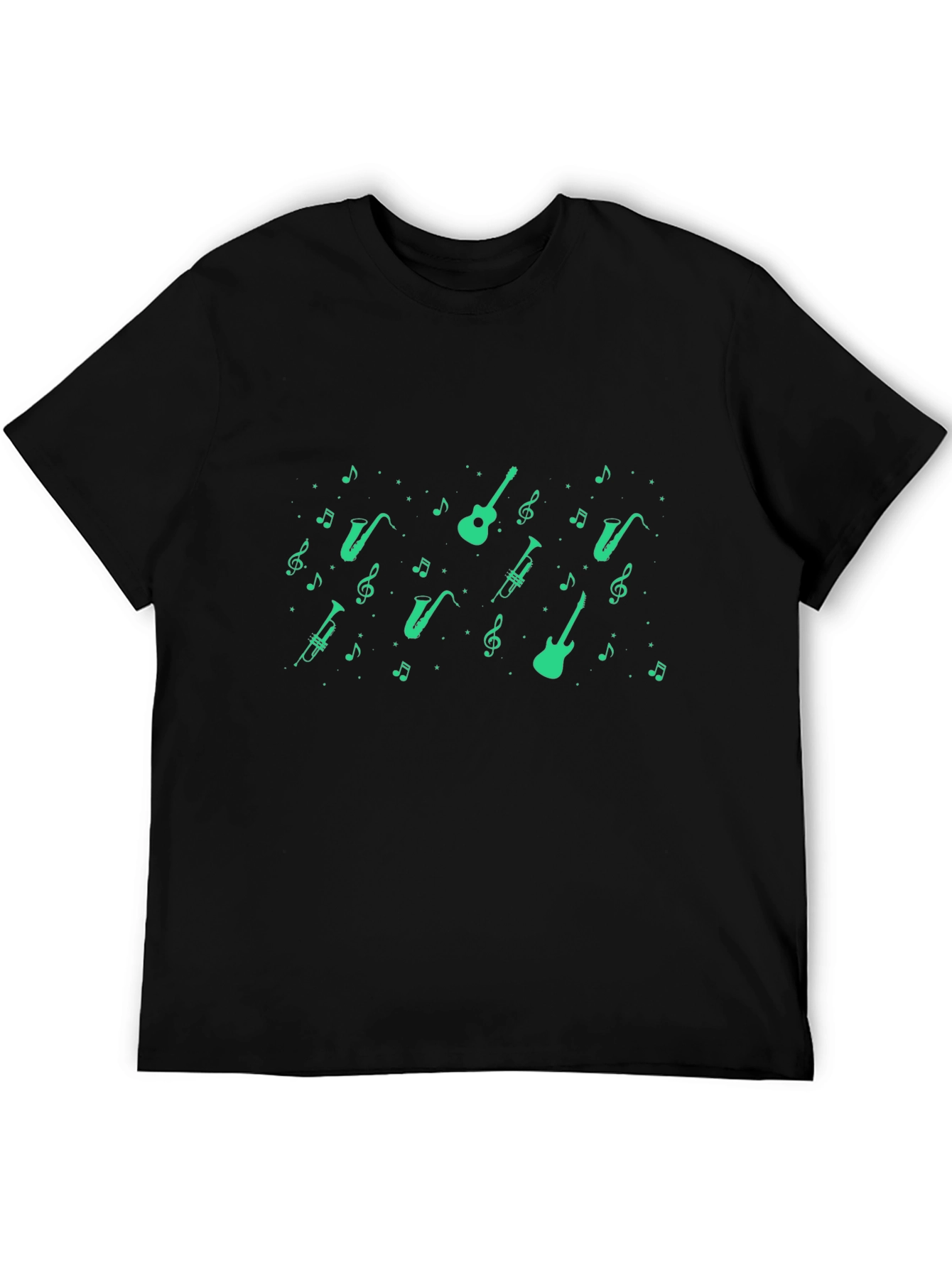 Musical Instrument Print Black T-Shirt