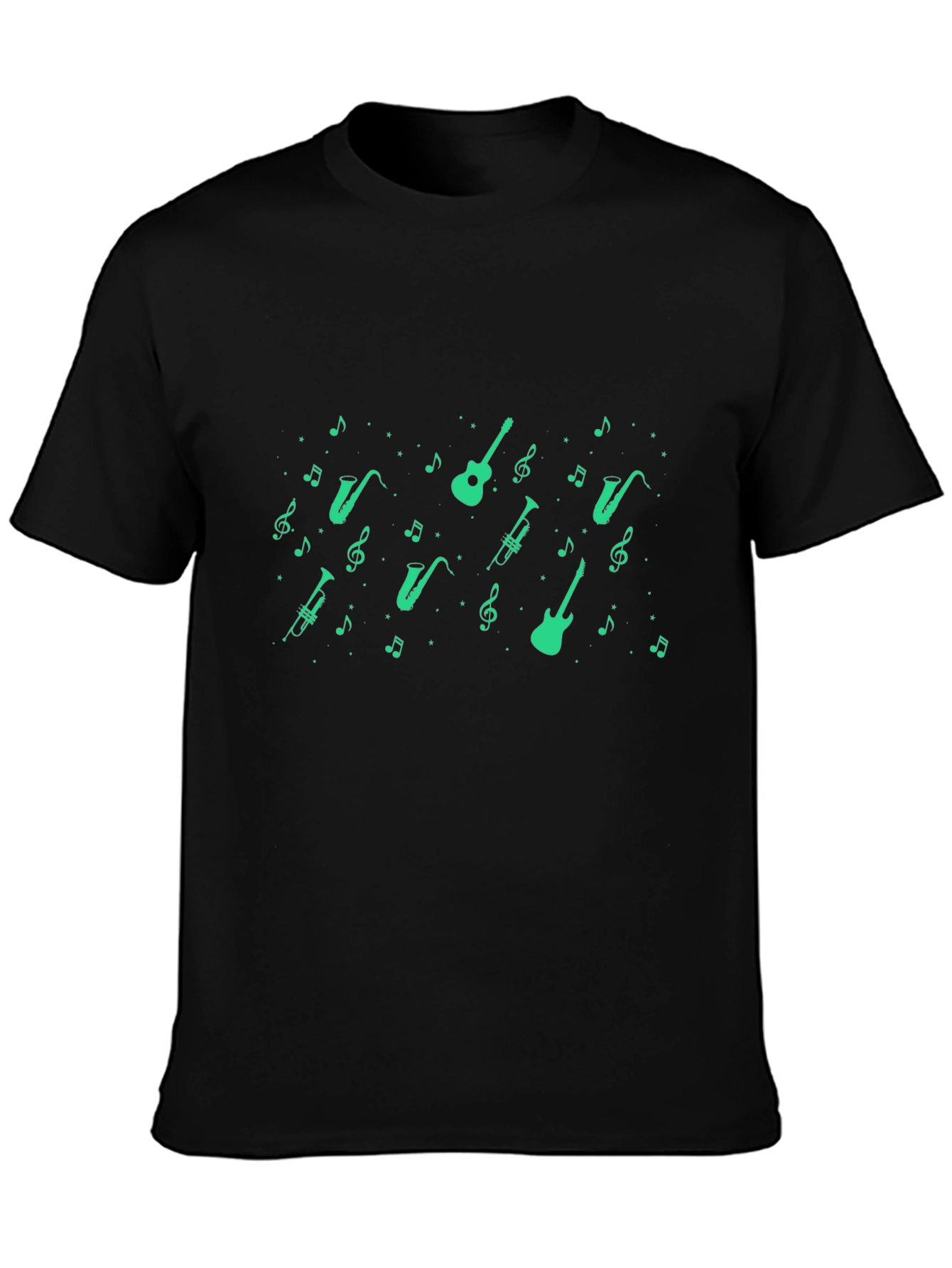 Musical Instrument Print Black T-Shirt