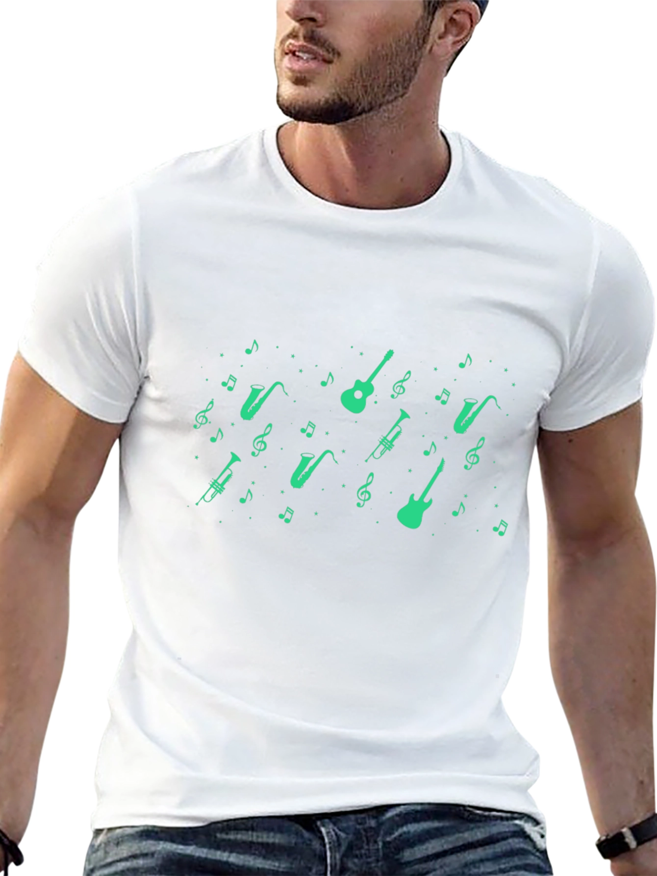 Musical Instrument Print Black T-Shirt