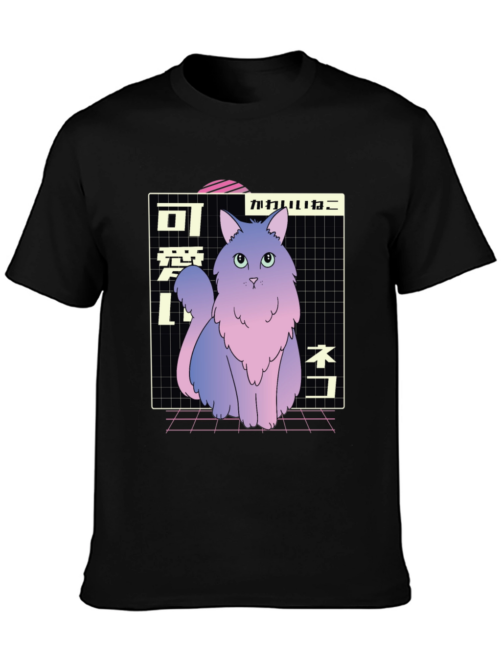 Aesthetic Cat T-Shirt - Vaporwave Style