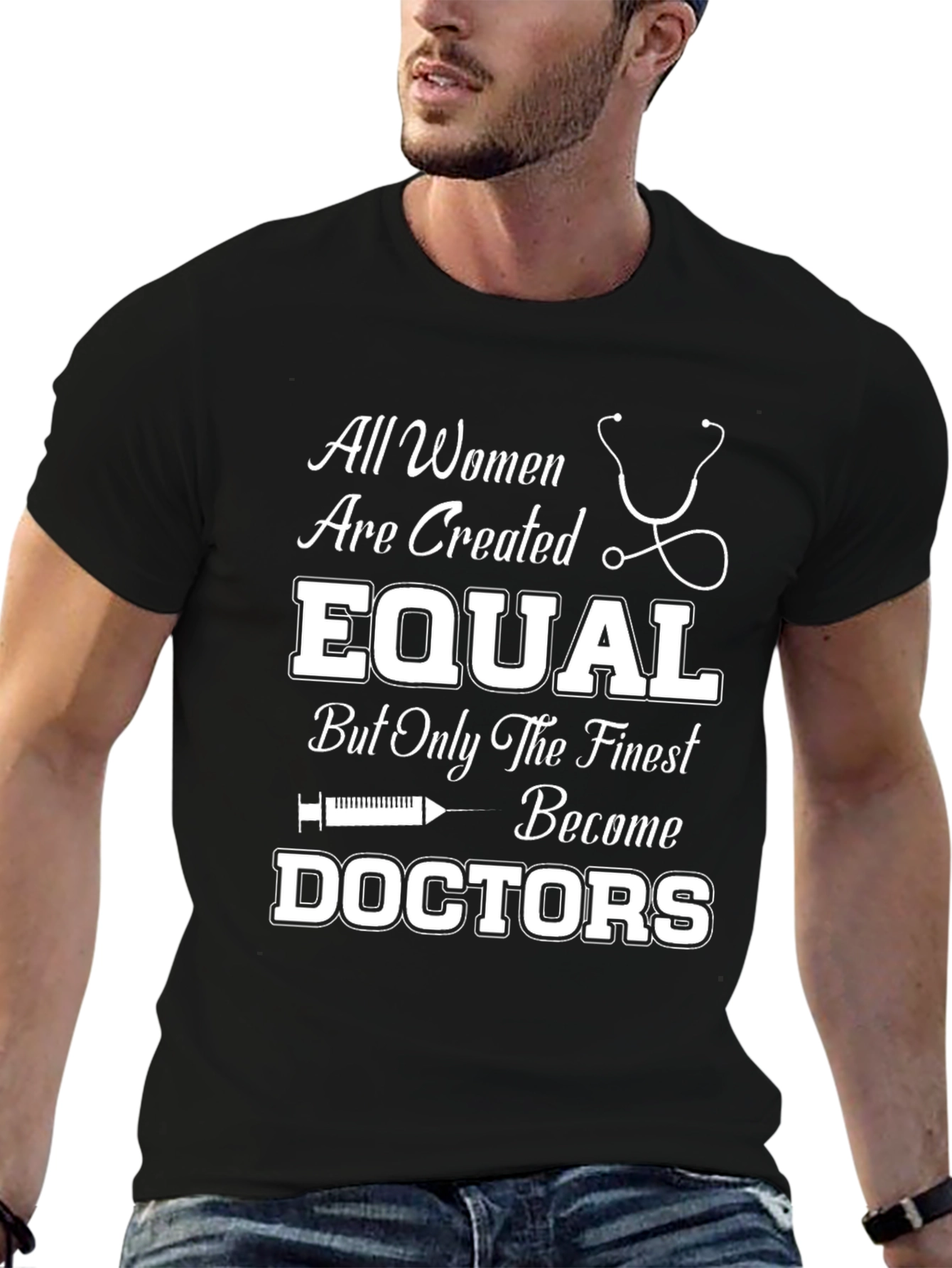 Finest Doctors T-Shirt: Womens Equality Black Tee
