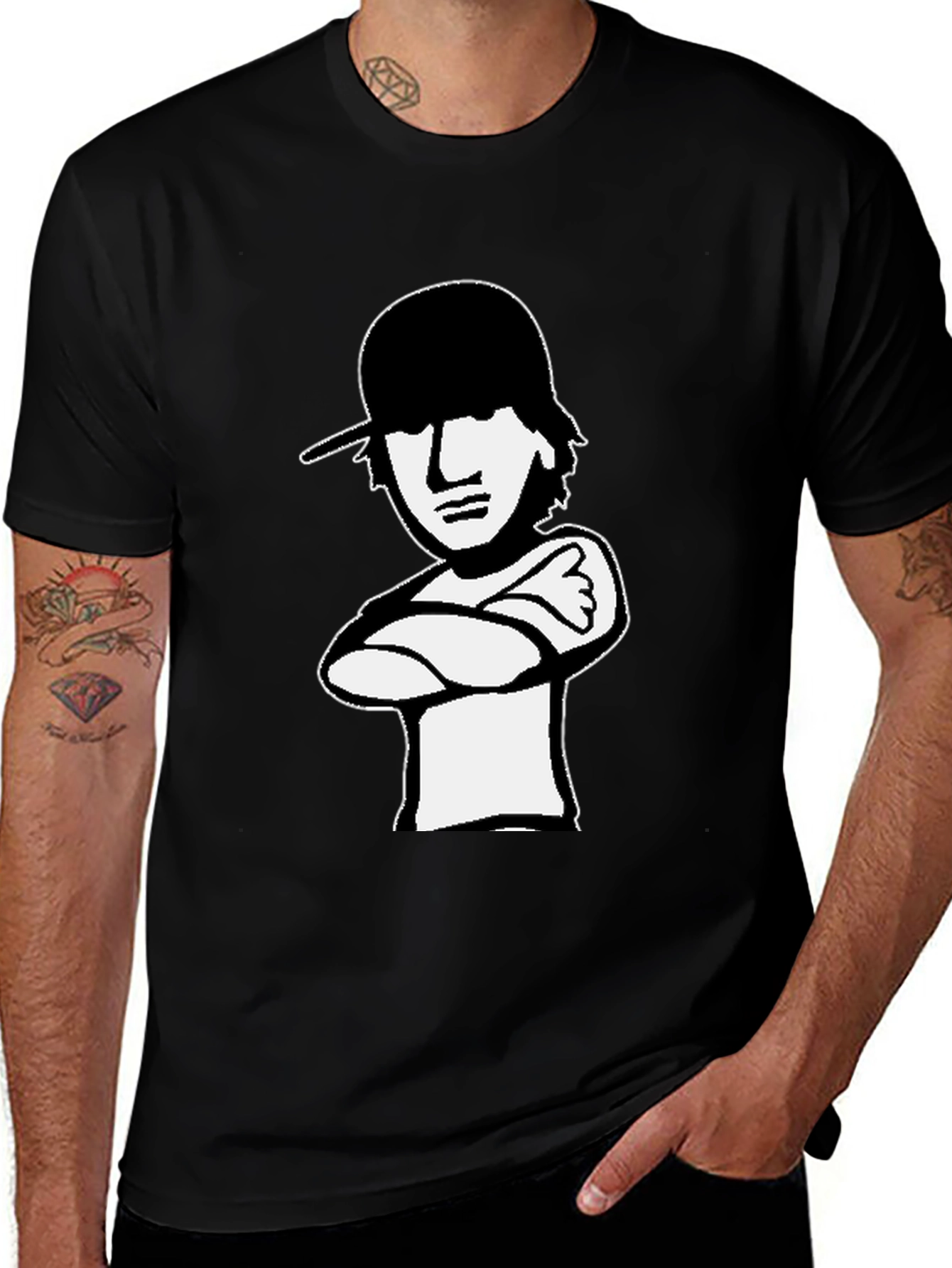 Cool Cartoon Graphic Tee - Black Cotton Shirt