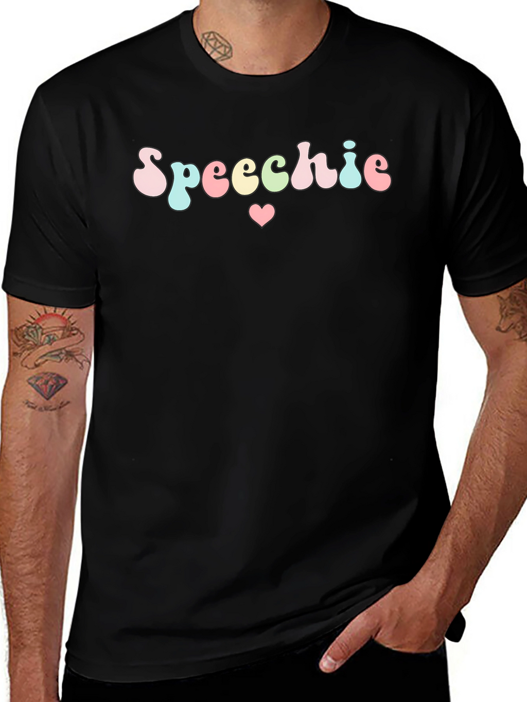 Speechie Heart Graphic Black T-Shirt
