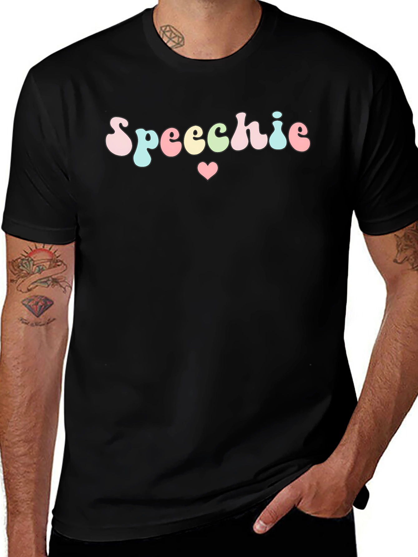 Speechie Heart Graphic Black T-Shirt