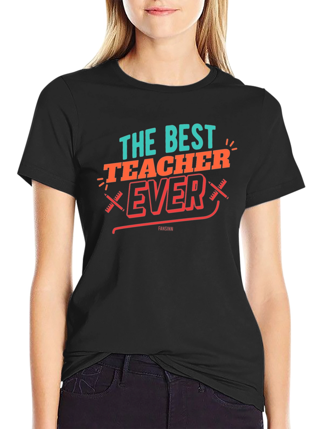 Best Teacher Ever Graphic Tee - Black