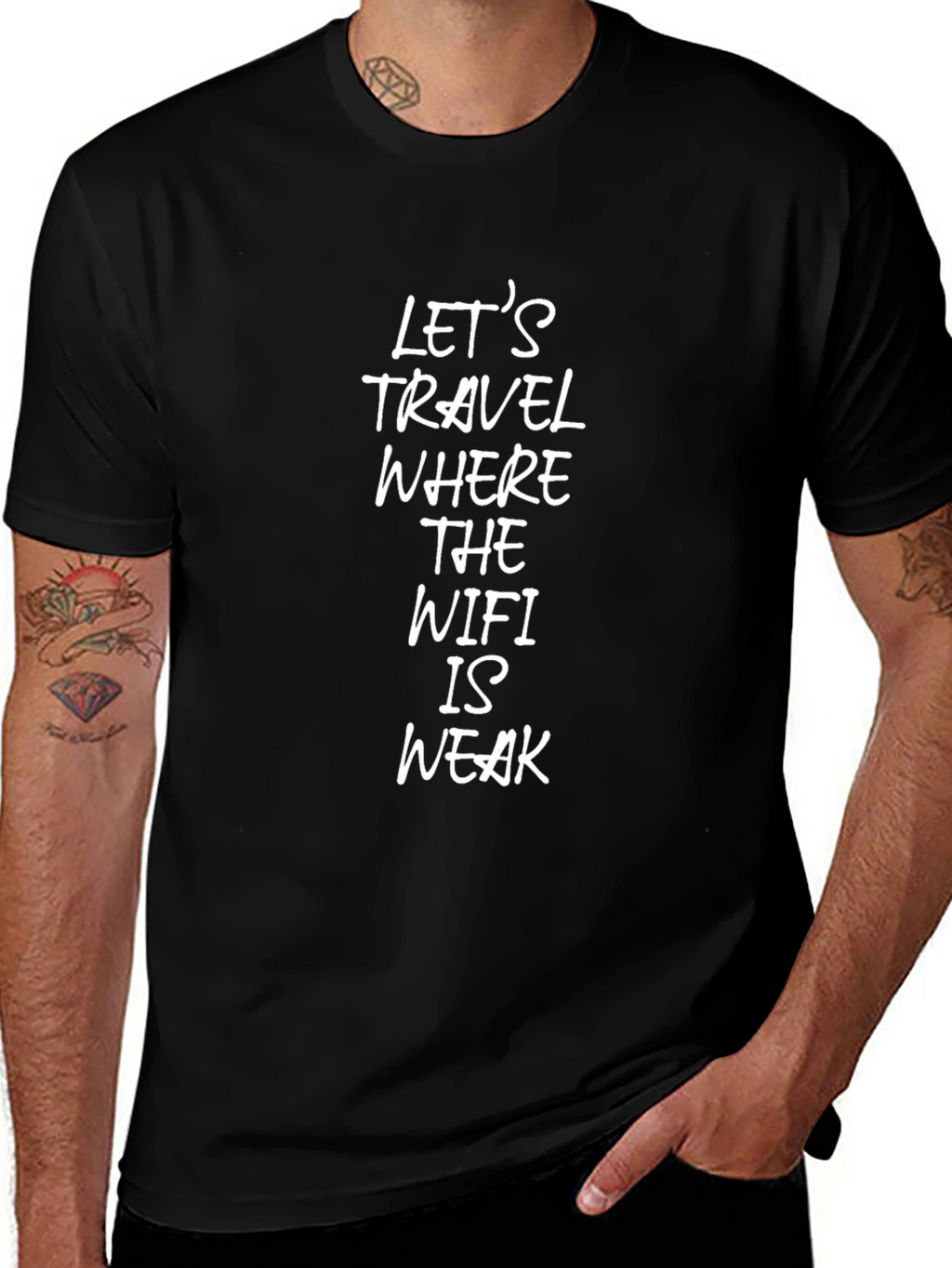 Travel Where The WiFi is Weak Black T-Shirt