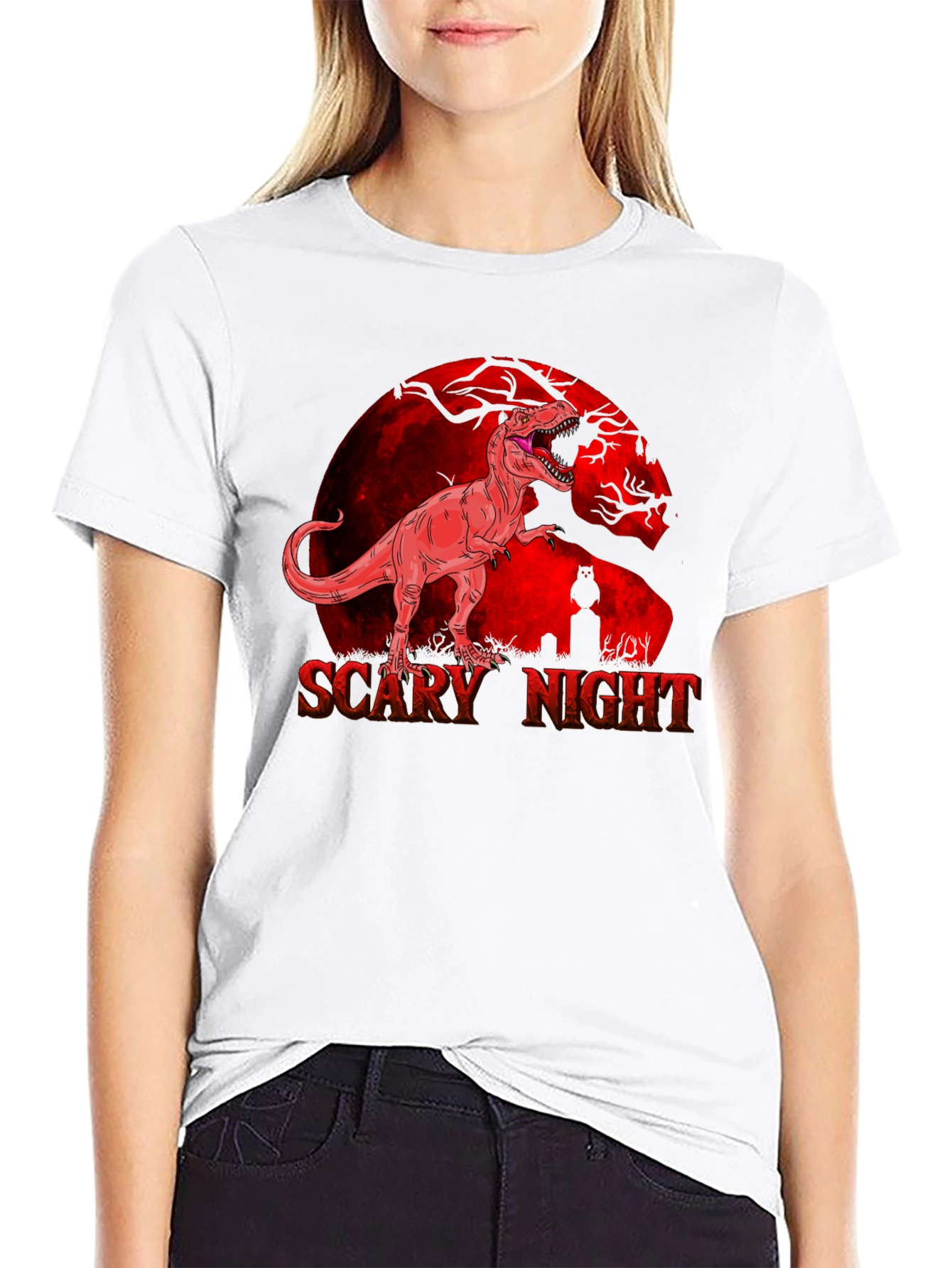 Scary Night T-Rex Graphic Tee - Halloween Ready!
