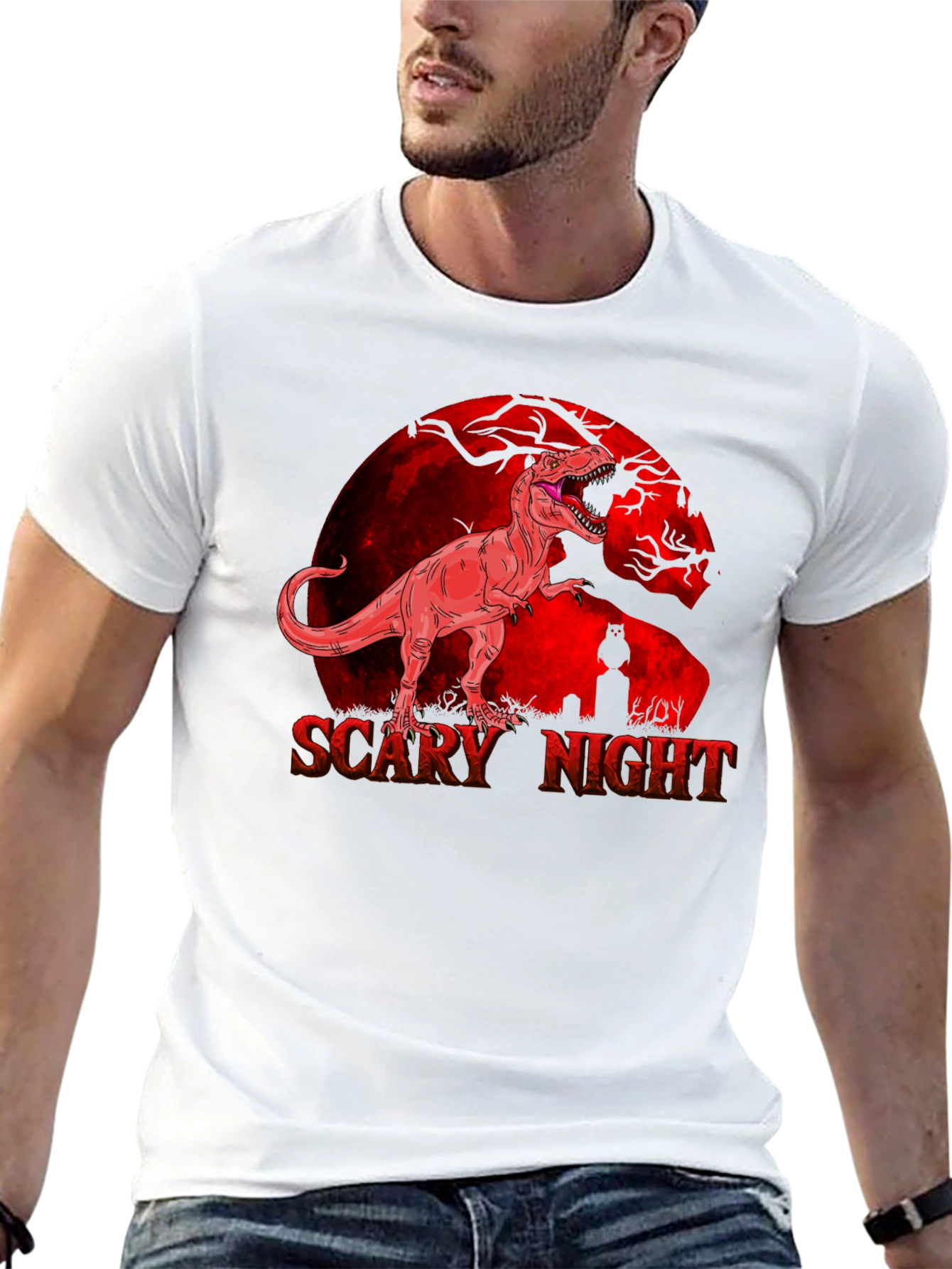 Scary Night T-Rex Graphic Tee - Halloween Ready!