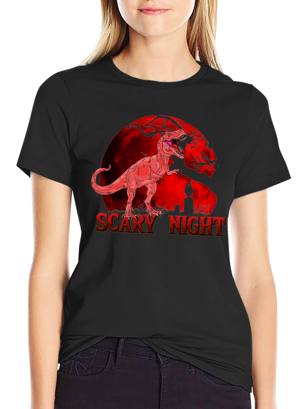 Scary Night T-Rex Graphic Tee - Halloween Ready!