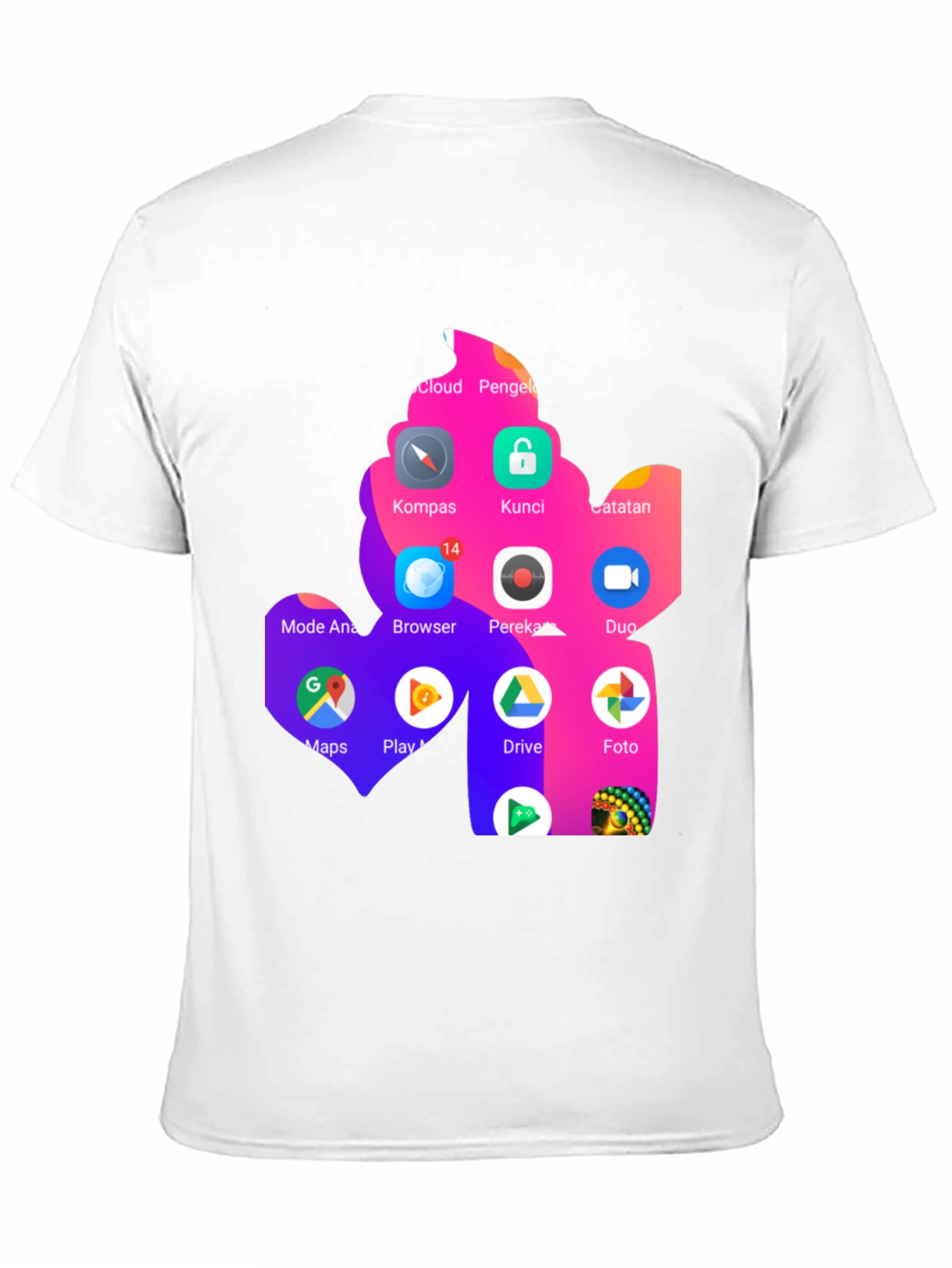 T-Shirt with App Icon Collage Print - Black