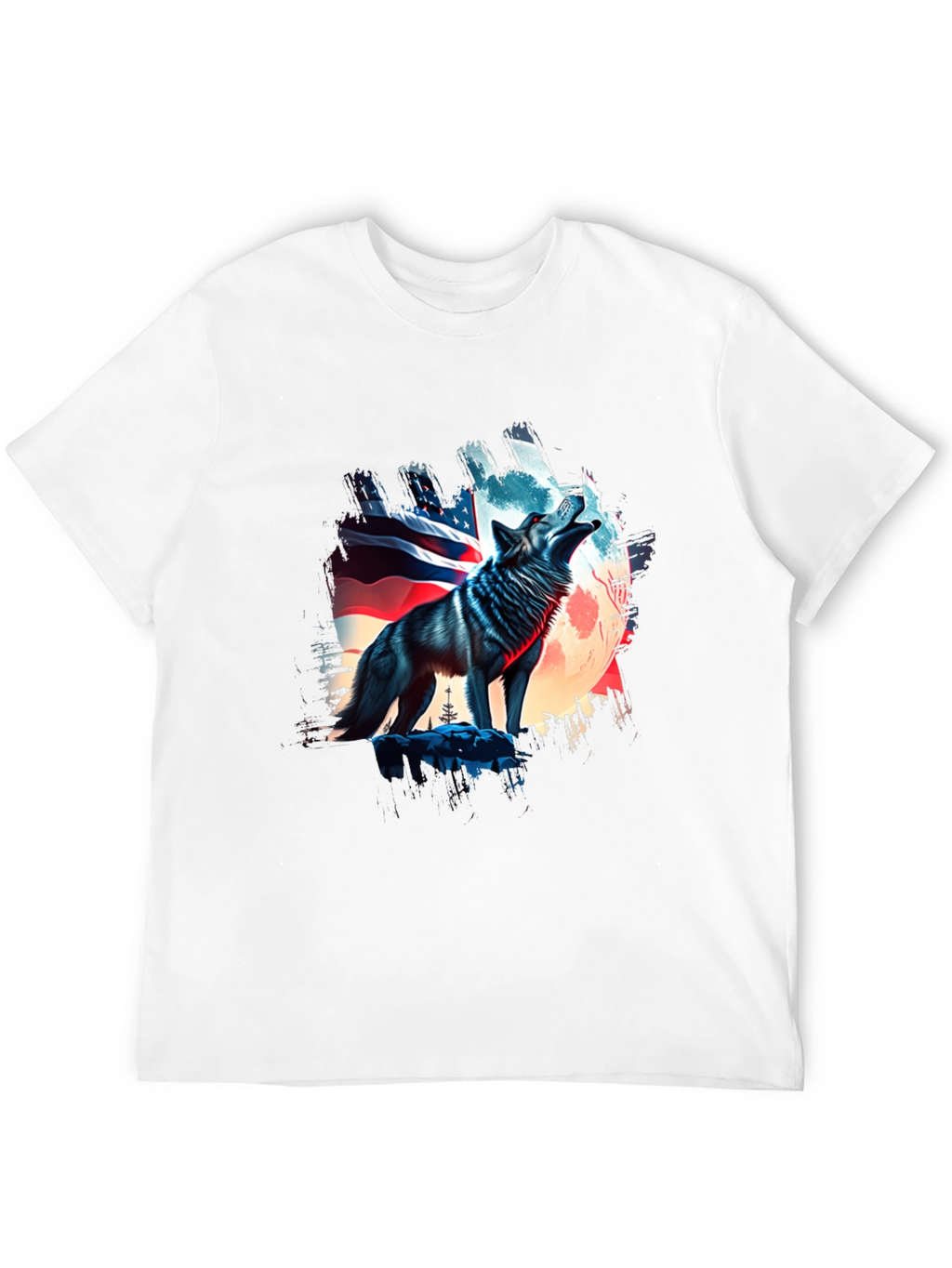 Patriotic Wolf Graphic Tee - USA Pride