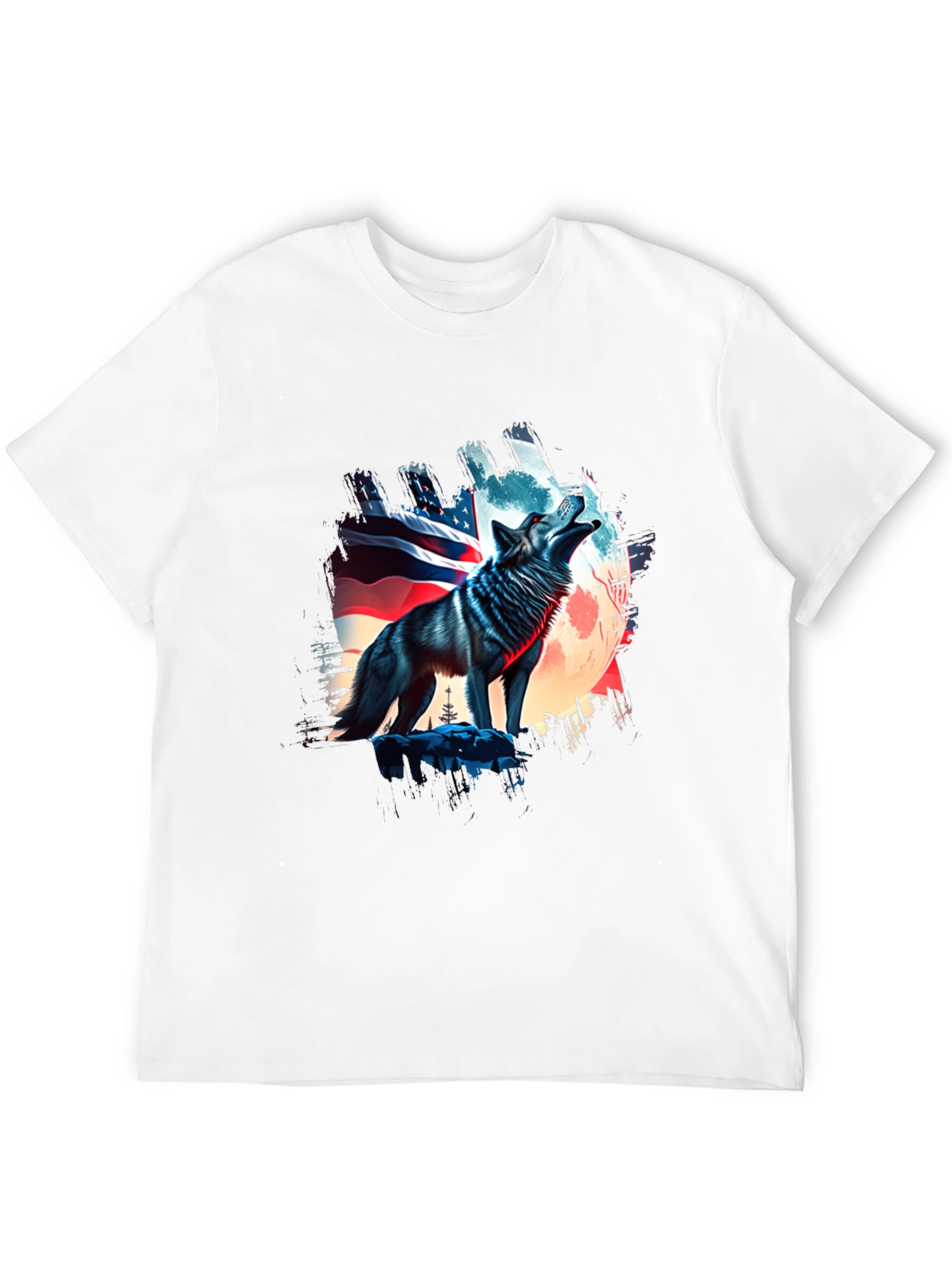 Patriotic Wolf Graphic Tee - USA Pride