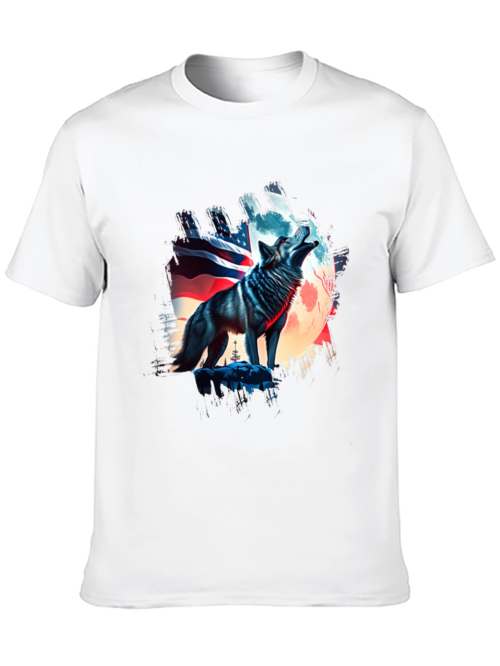 Patriotic Wolf Graphic Tee - USA Pride